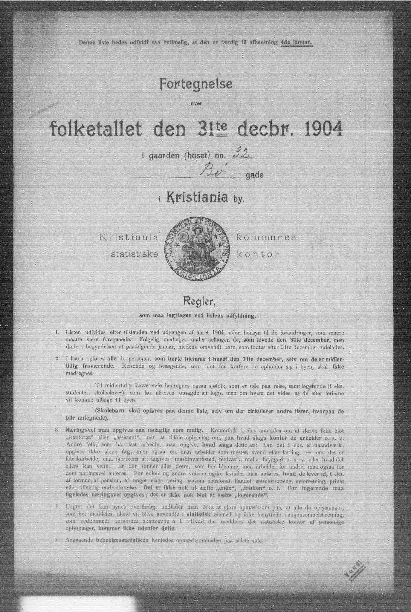 OBA, Municipal Census 1904 for Kristiania, 1904, p. 2398