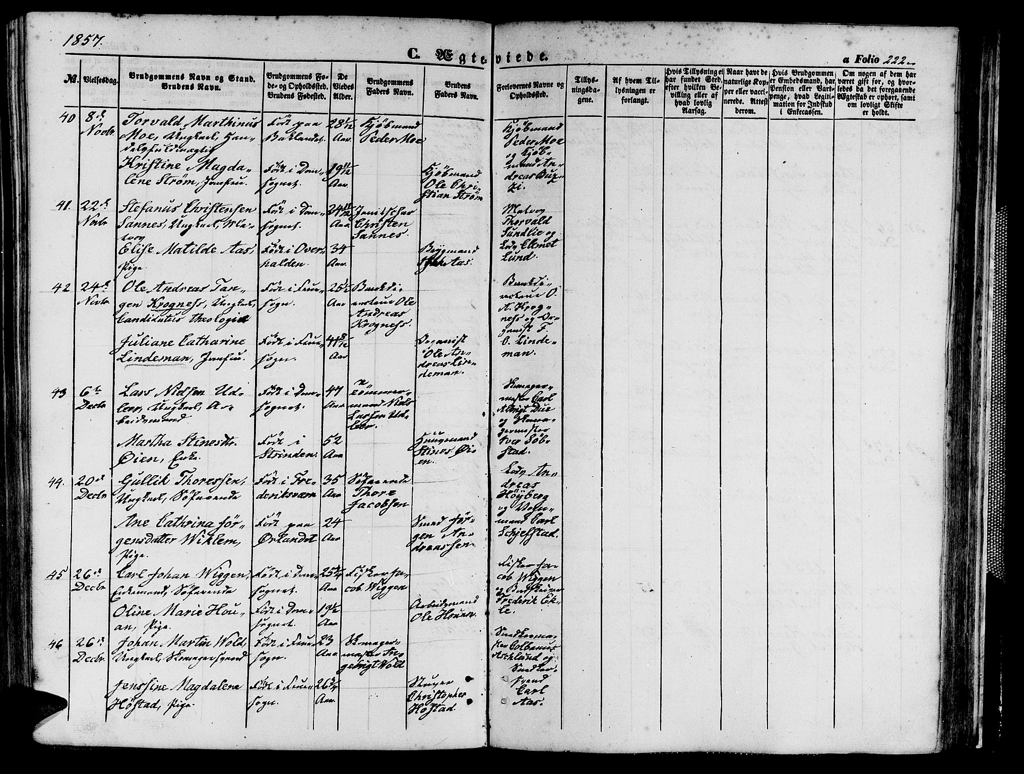 Ministerialprotokoller, klokkerbøker og fødselsregistre - Sør-Trøndelag, SAT/A-1456/602/L0138: Parish register (copy) no. 602C06, 1853-1858, p. 222a