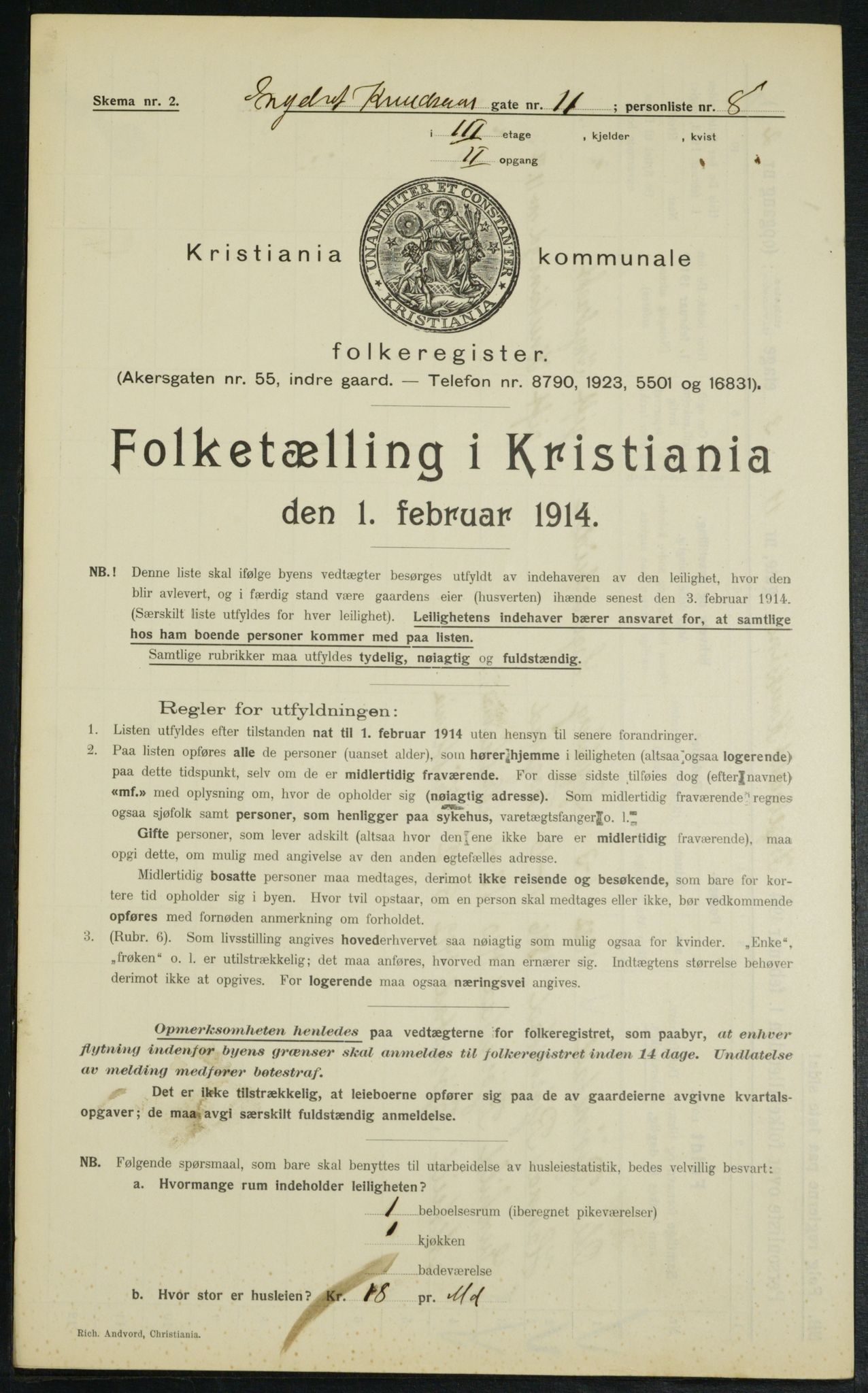 OBA, Municipal Census 1914 for Kristiania, 1914, p. 43919