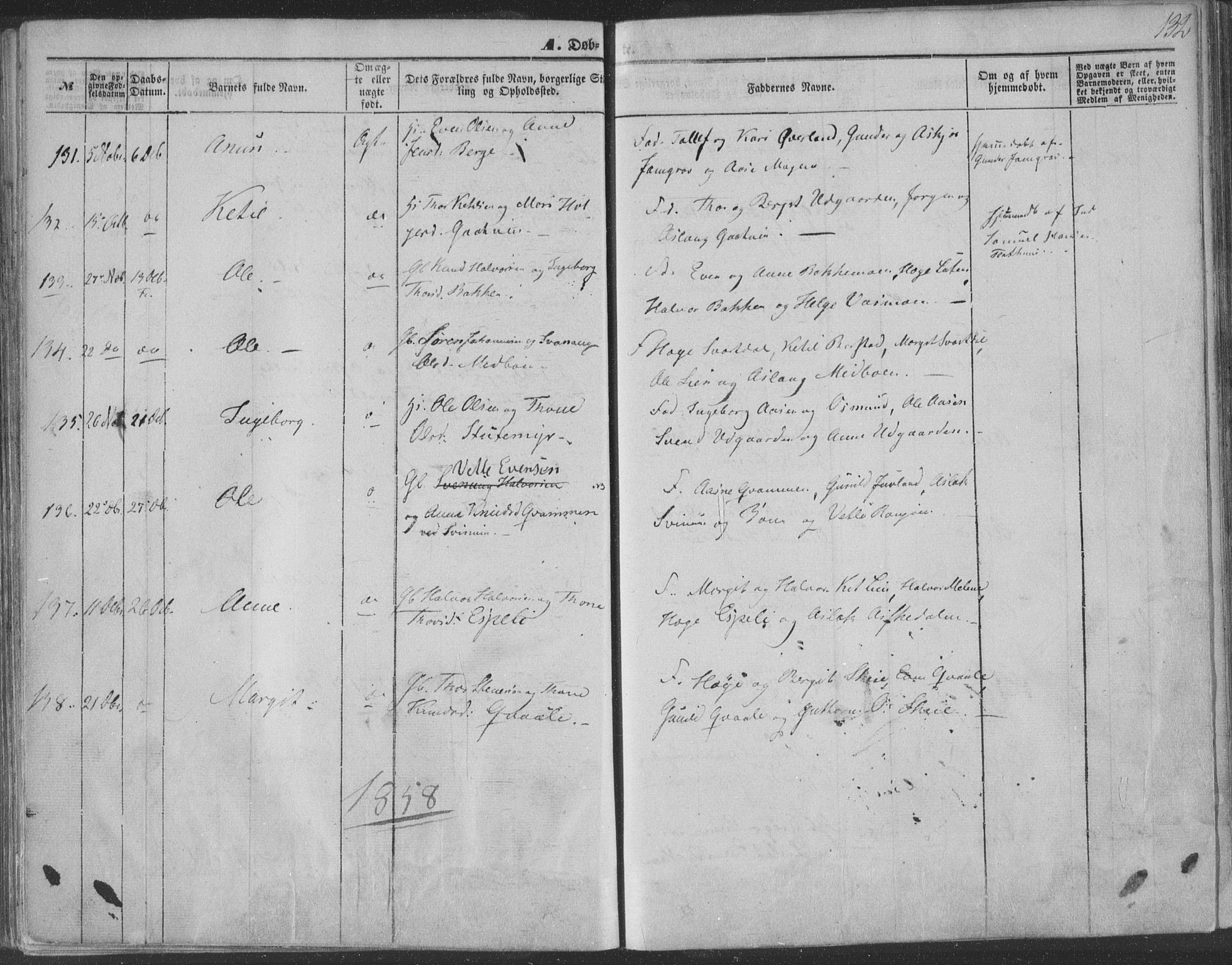Seljord kirkebøker, SAKO/A-20/F/Fa/L012a: Parish register (official) no. I 12A, 1850-1865, p. 132