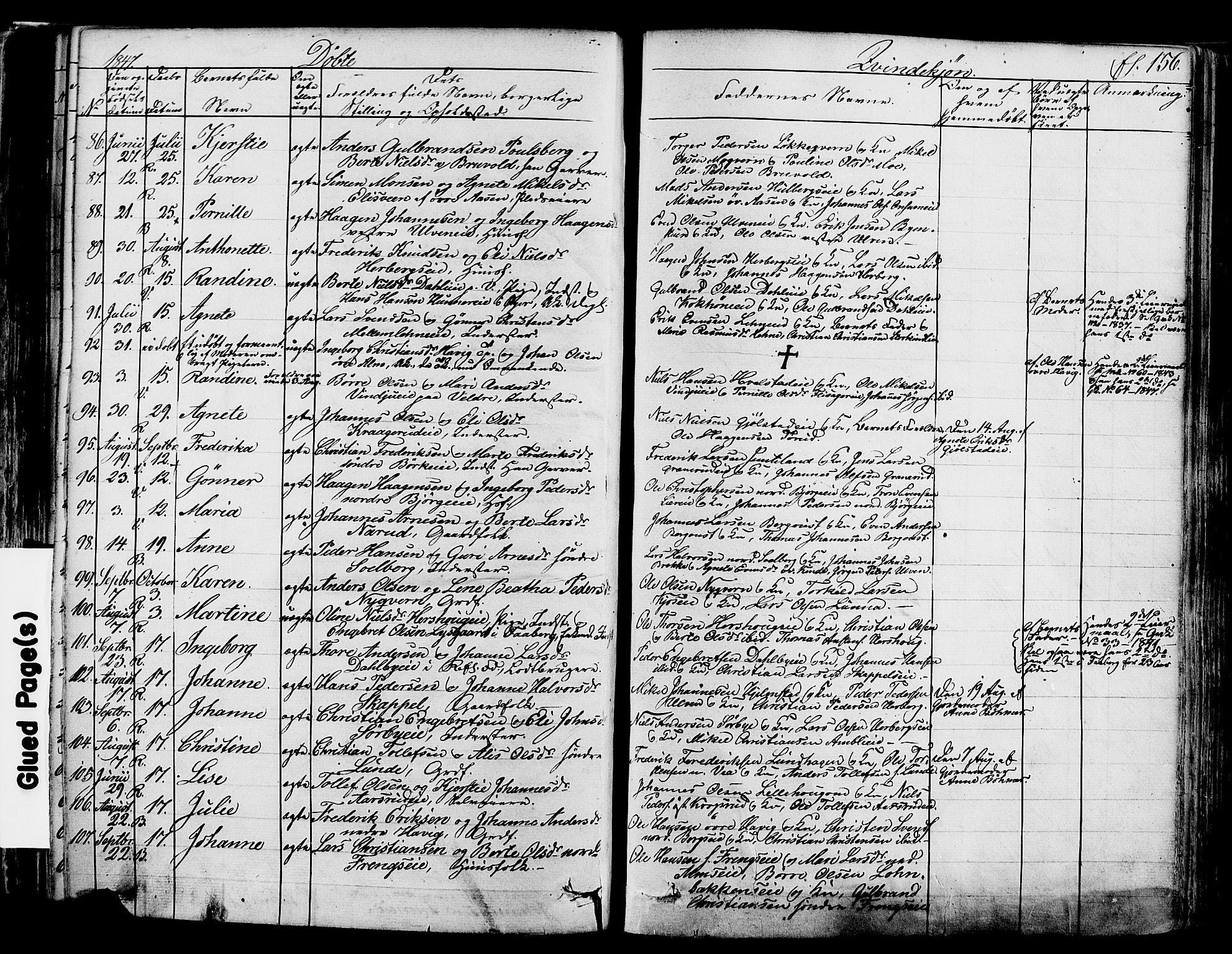 Ringsaker prestekontor, SAH/PREST-014/K/Ka/L0008: Parish register (official) no. 8, 1837-1850, p. 156