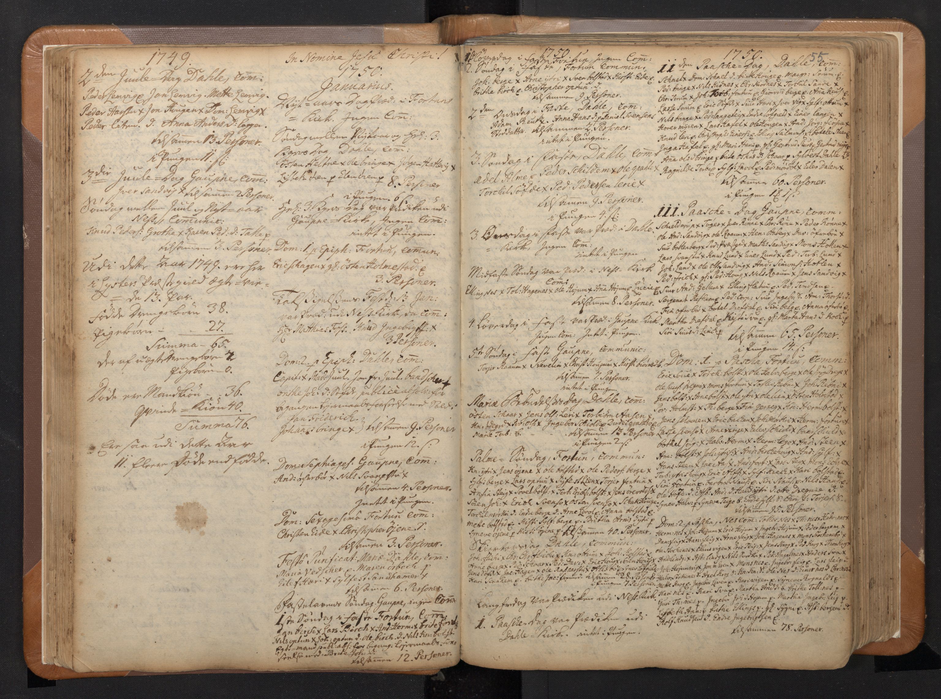 Luster sokneprestembete, SAB/A-81101/H/Haa/Haaa/L0002: Parish register (official) no. A 2, 1751-1796, p. 54b-55a