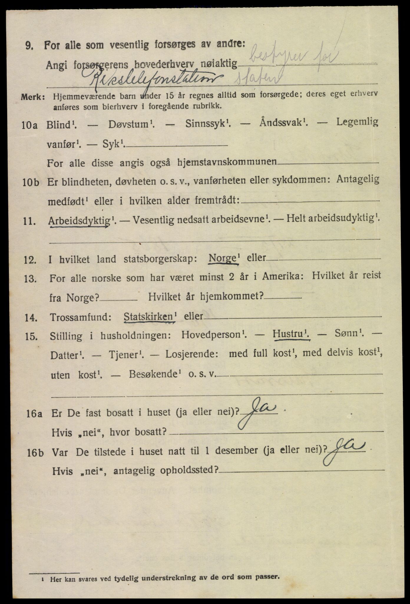 SAK, 1920 census for Lyngdal, 1920, p. 1918