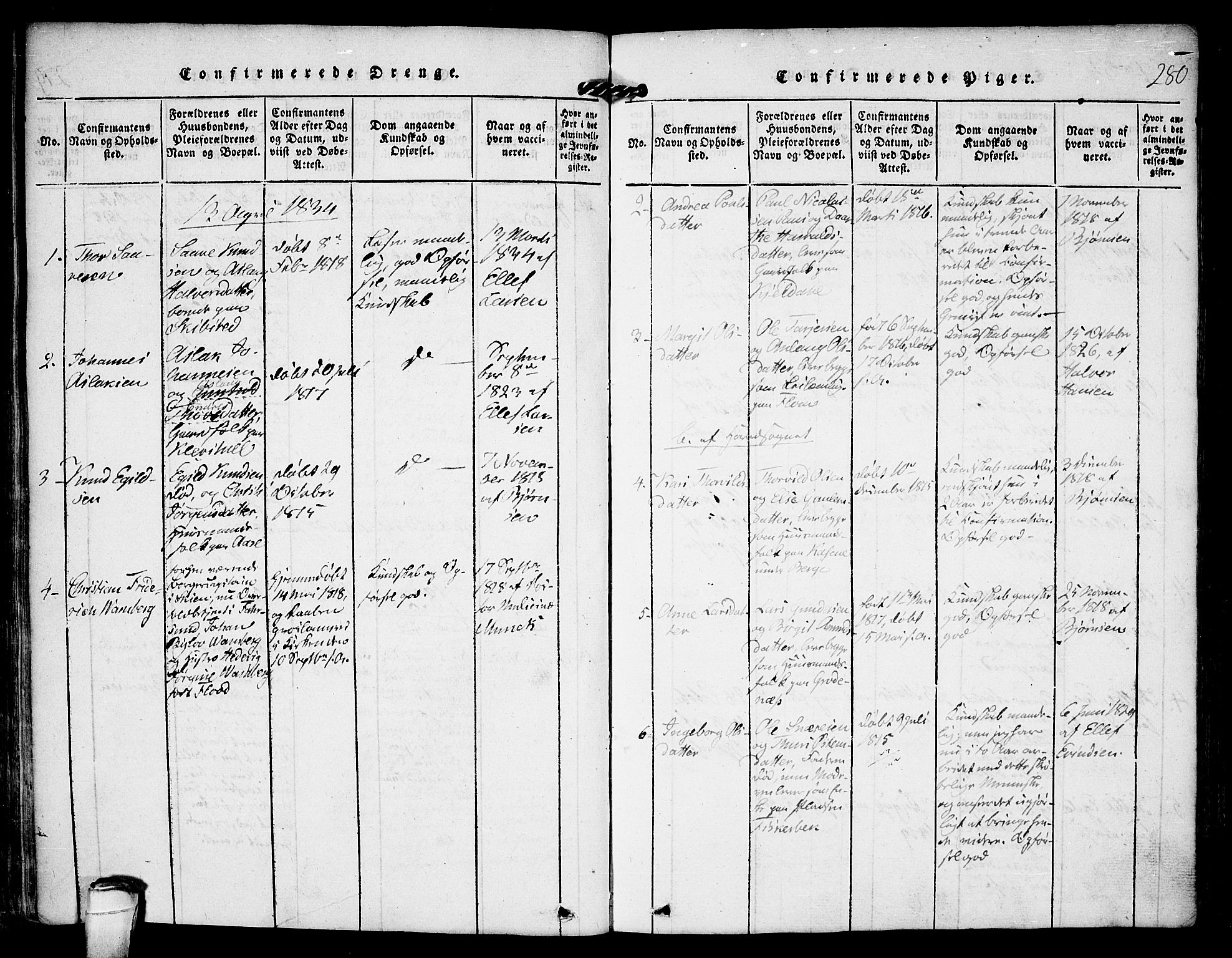 Kviteseid kirkebøker, SAKO/A-276/F/Fa/L0005: Parish register (official) no. I 5, 1815-1836, p. 280