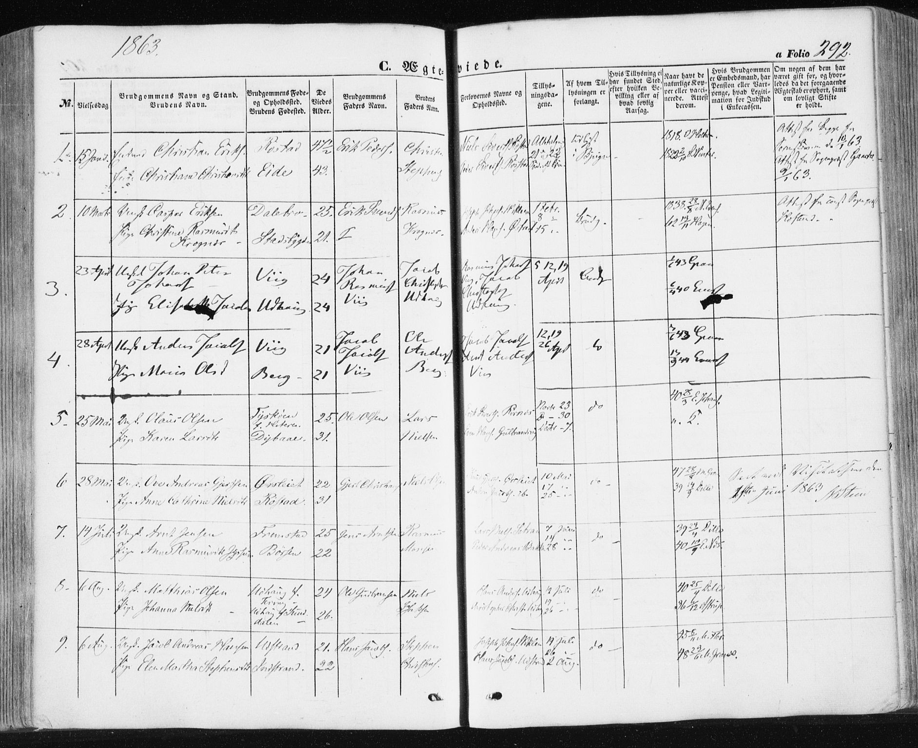 Ministerialprotokoller, klokkerbøker og fødselsregistre - Sør-Trøndelag, AV/SAT-A-1456/659/L0737: Parish register (official) no. 659A07, 1857-1875, p. 292