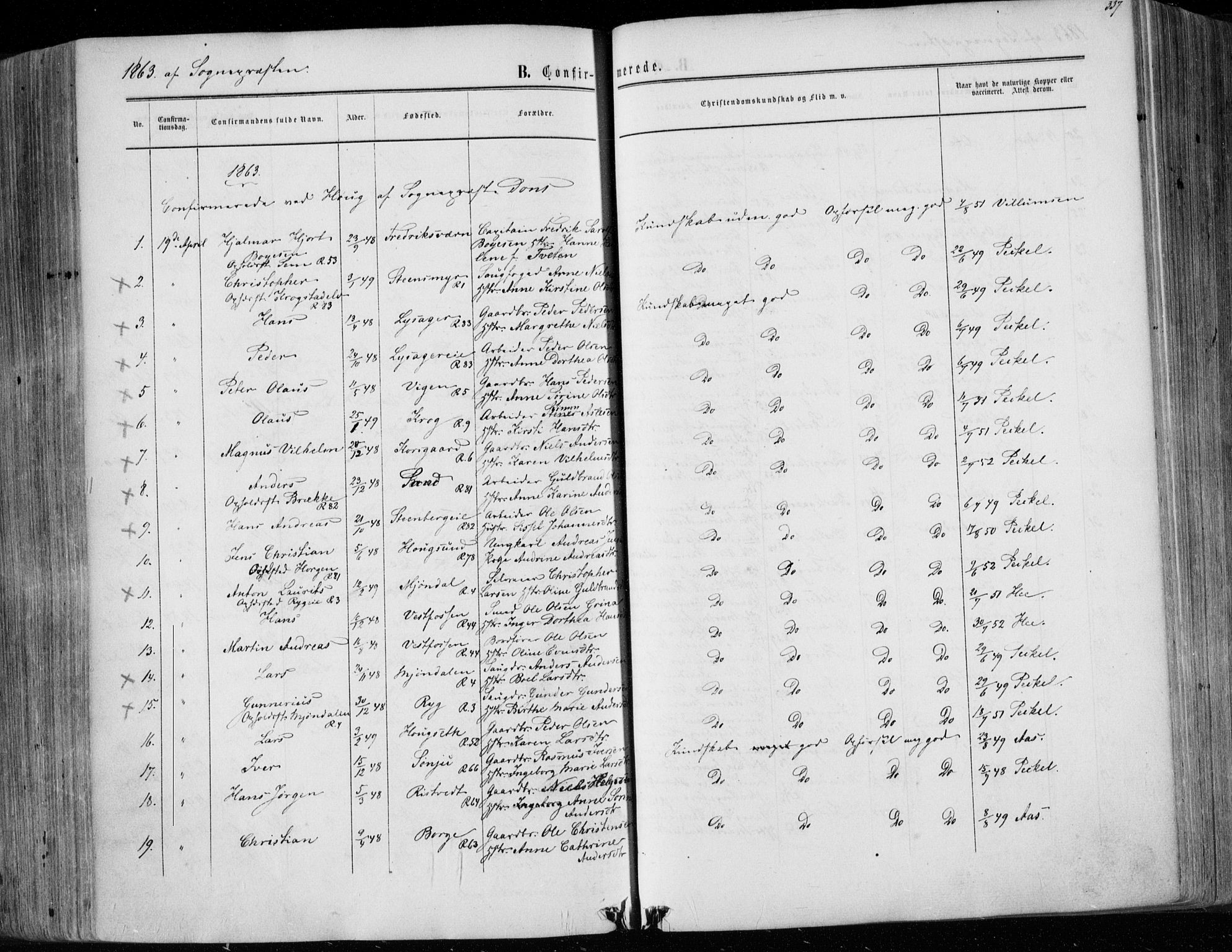 Eiker kirkebøker, SAKO/A-4/F/Fa/L0016: Parish register (official) no. I 16, 1860-1868, p. 337