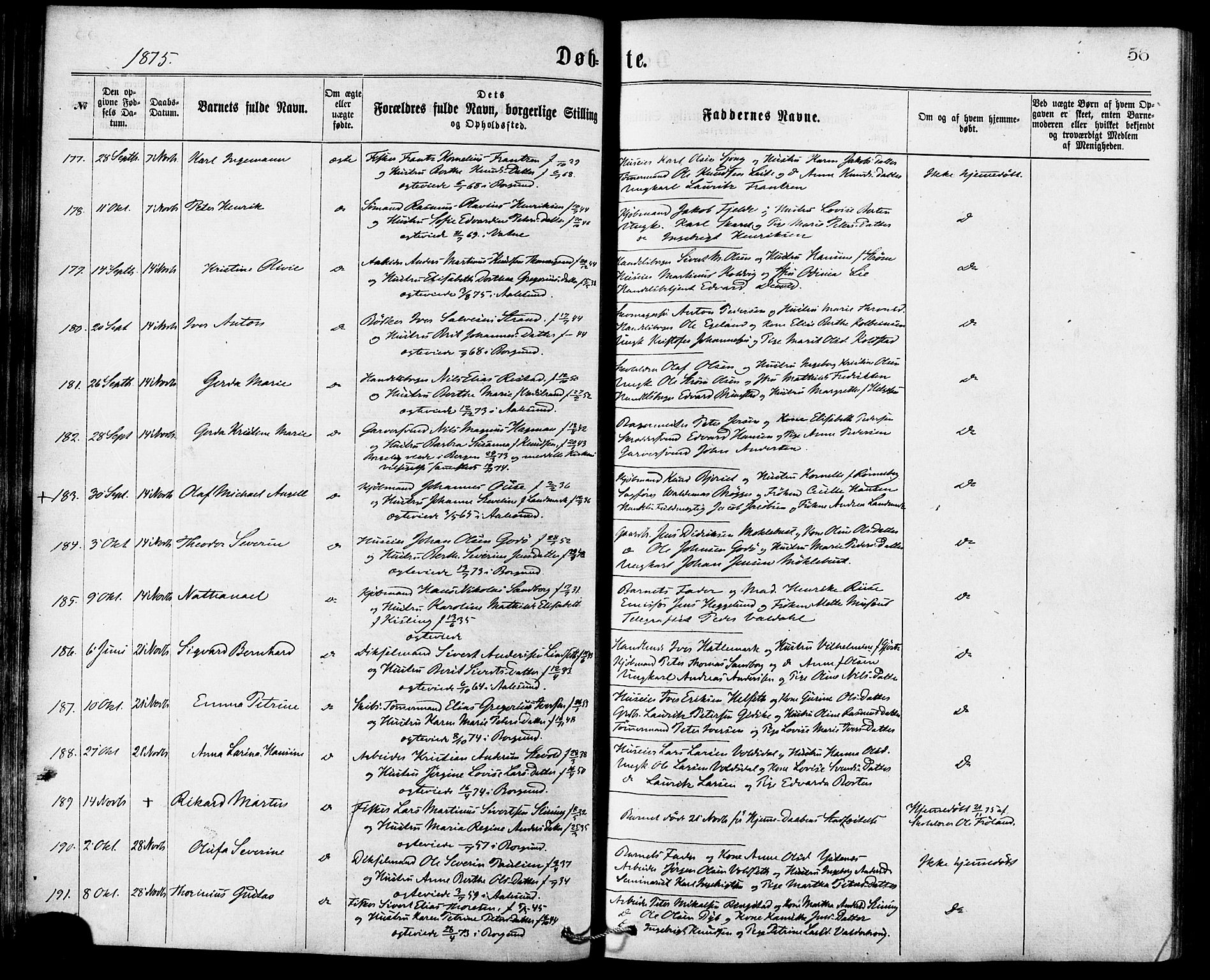 Ministerialprotokoller, klokkerbøker og fødselsregistre - Møre og Romsdal, AV/SAT-A-1454/529/L0453: Parish register (official) no. 529A03, 1872-1877, p. 56