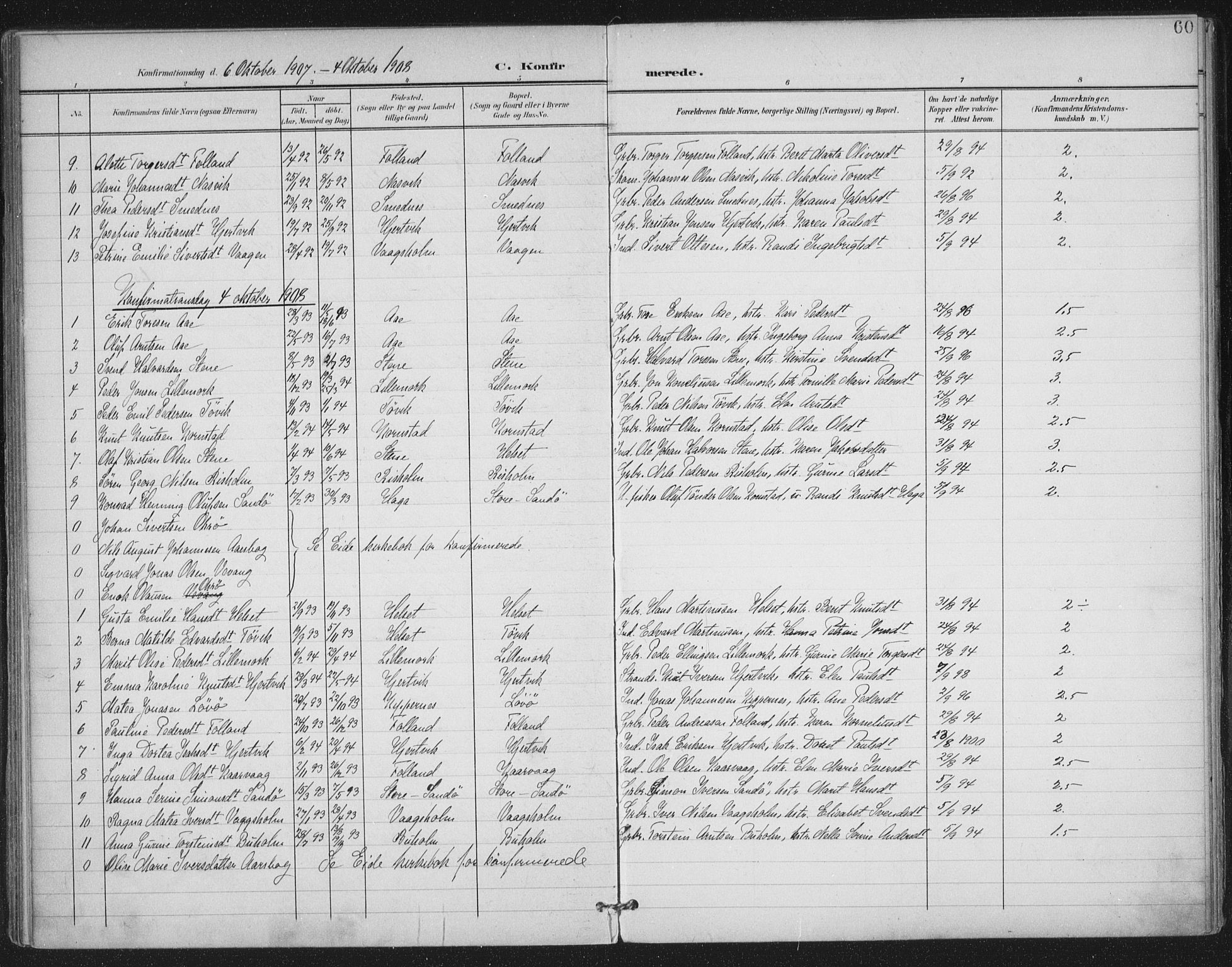 Ministerialprotokoller, klokkerbøker og fødselsregistre - Møre og Romsdal, SAT/A-1454/570/L0833: Parish register (official) no. 570A07, 1901-1914, p. 60