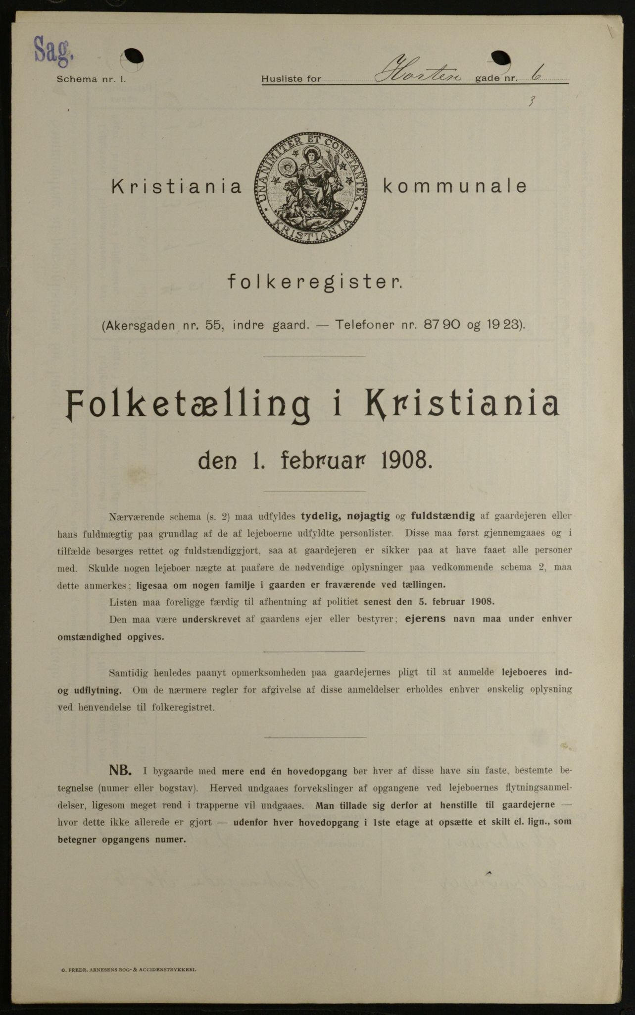 OBA, Municipal Census 1908 for Kristiania, 1908, p. 37257