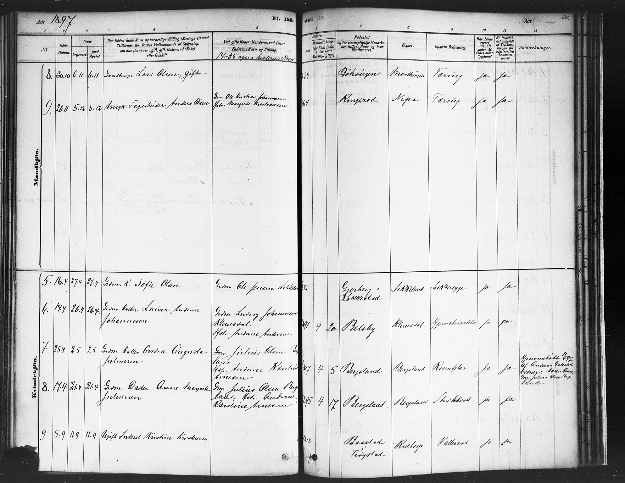 Varteig prestekontor Kirkebøker, AV/SAO-A-10447a/F/Fa/L0002: Parish register (official) no. 2, 1878-1899, p. 231