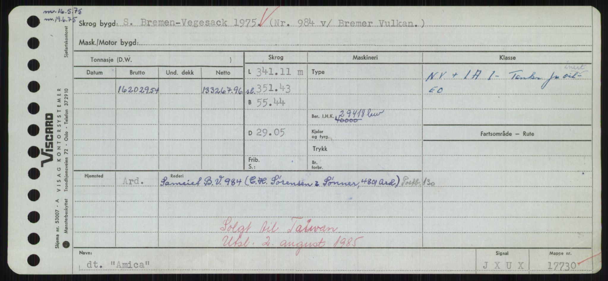 Sjøfartsdirektoratet med forløpere, Skipsmålingen, RA/S-1627/H/Hd/L0001: Fartøy, A-Anv, p. 481