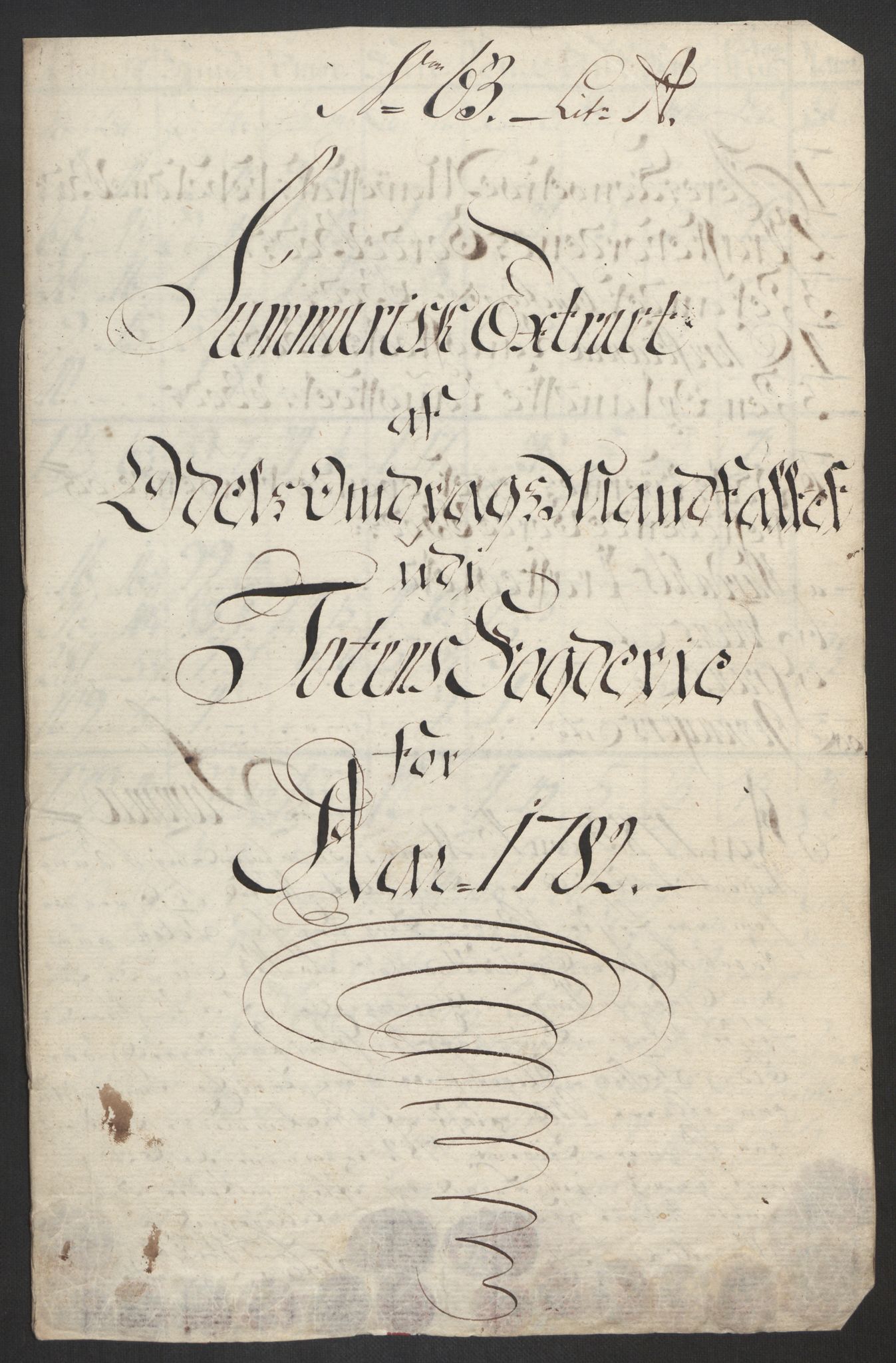 Rentekammeret inntil 1814, Reviderte regnskaper, Fogderegnskap, AV/RA-EA-4092/R19/L1369: Fogderegnskap Toten, Hadeland og Vardal, 1782, p. 215