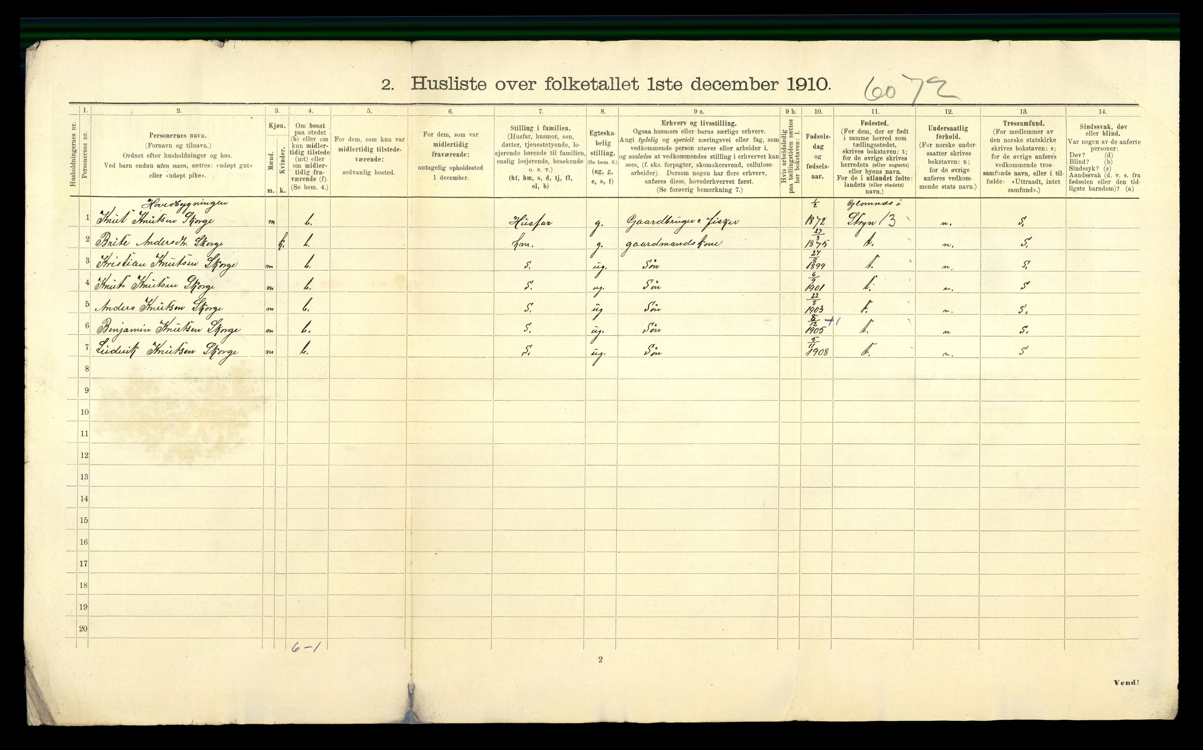 RA, 1910 census for Selje, 1910, p. 49