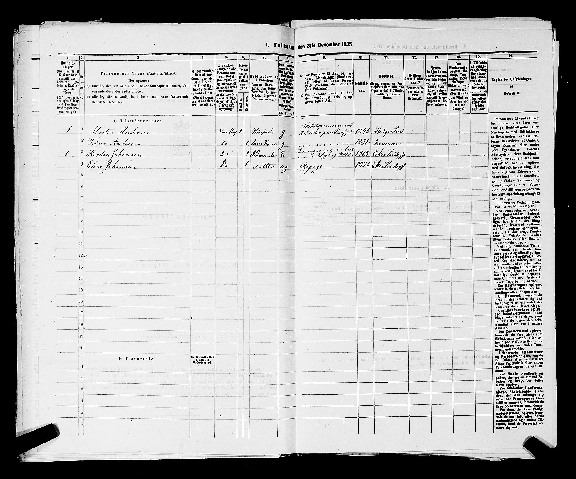 SAKO, 1875 census for 0602 Drammen, 1875, p. 3294