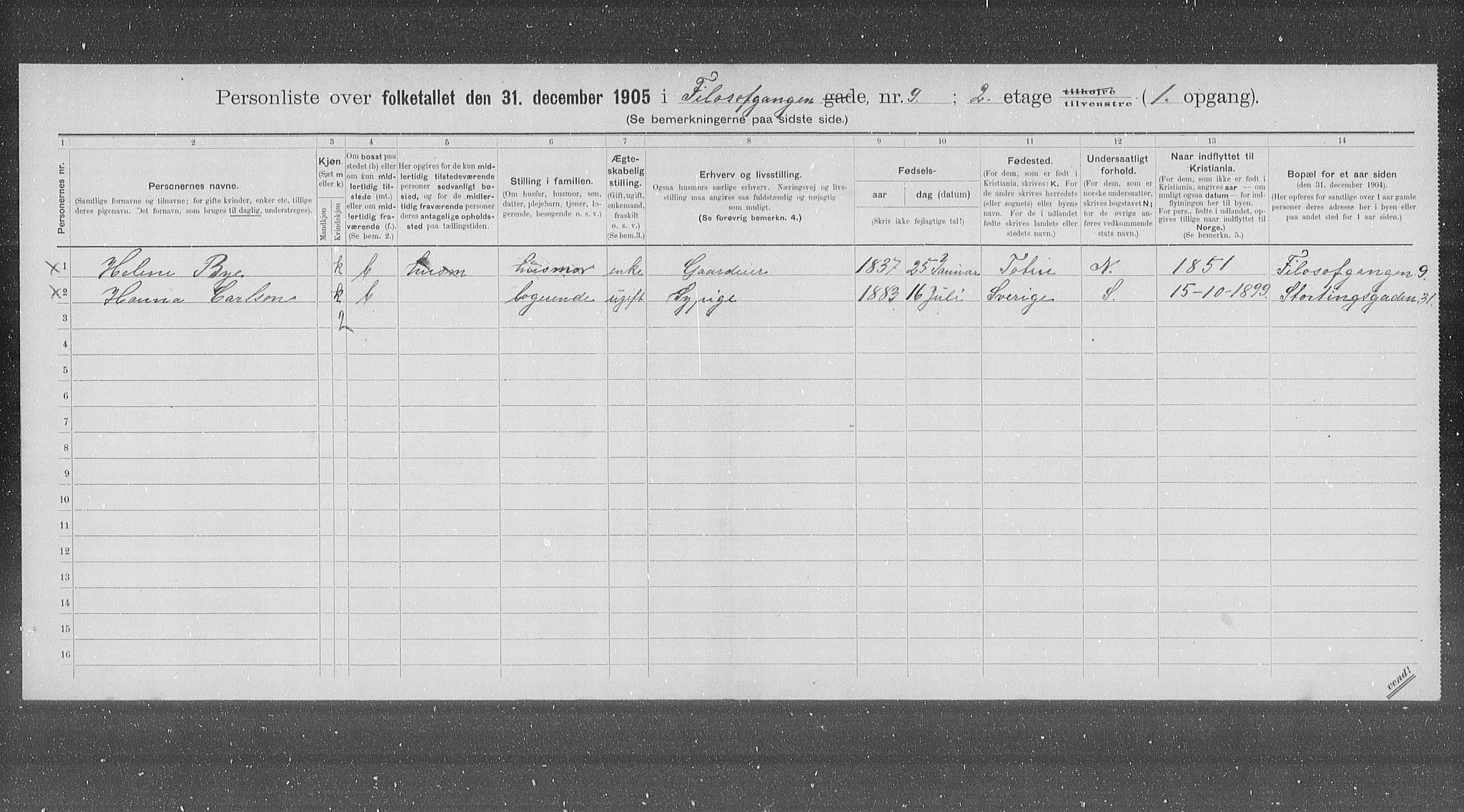 OBA, Municipal Census 1905 for Kristiania, 1905, p. 12521