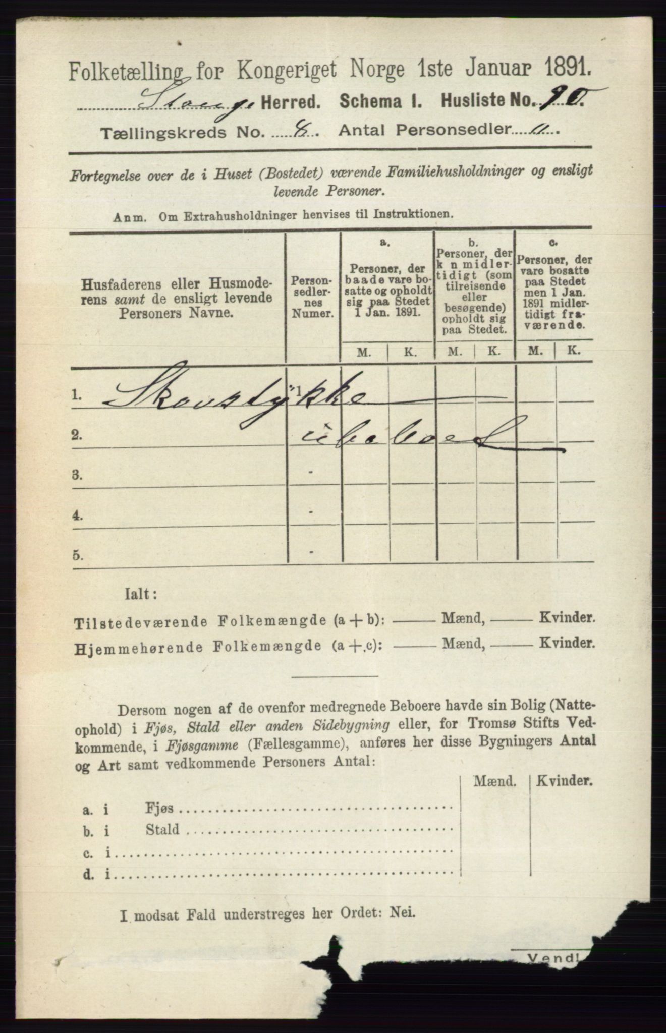 RA, 1891 census for 0417 Stange, 1891, p. 5332