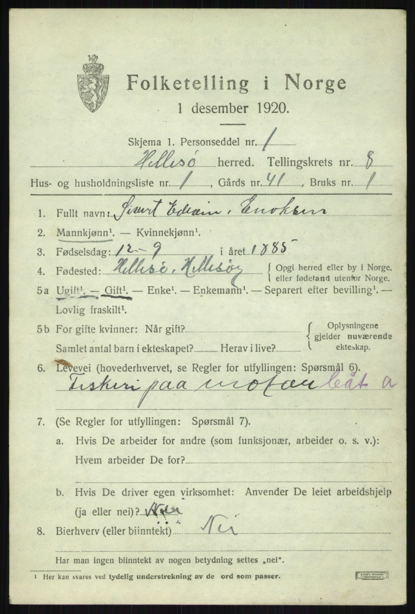 SATØ, 1920 census for Hillesøy, 1920, p. 3945