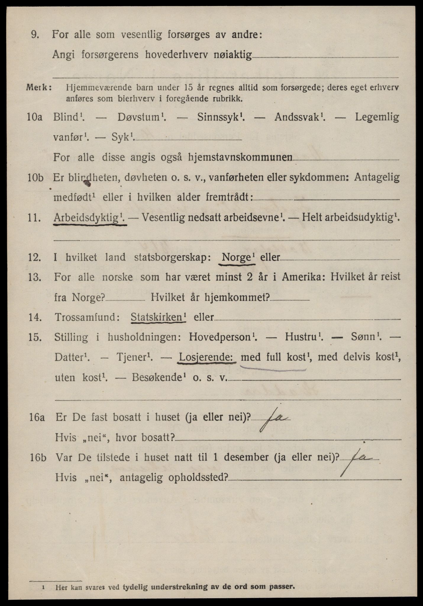 SAT, 1920 census for Volda, 1920, p. 1951