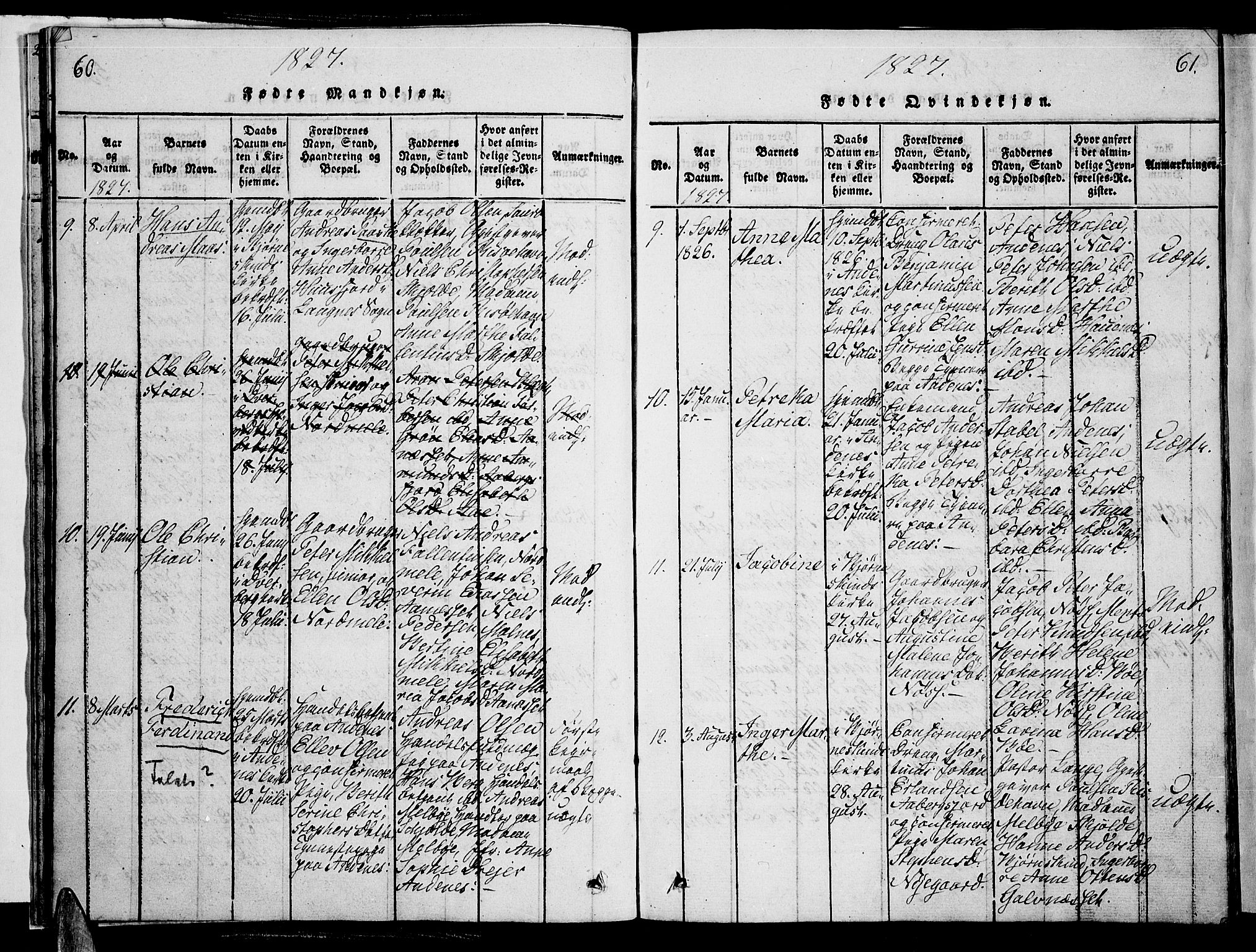 Ministerialprotokoller, klokkerbøker og fødselsregistre - Nordland, SAT/A-1459/897/L1395: Parish register (official) no. 897A03, 1820-1841, p. 60-61