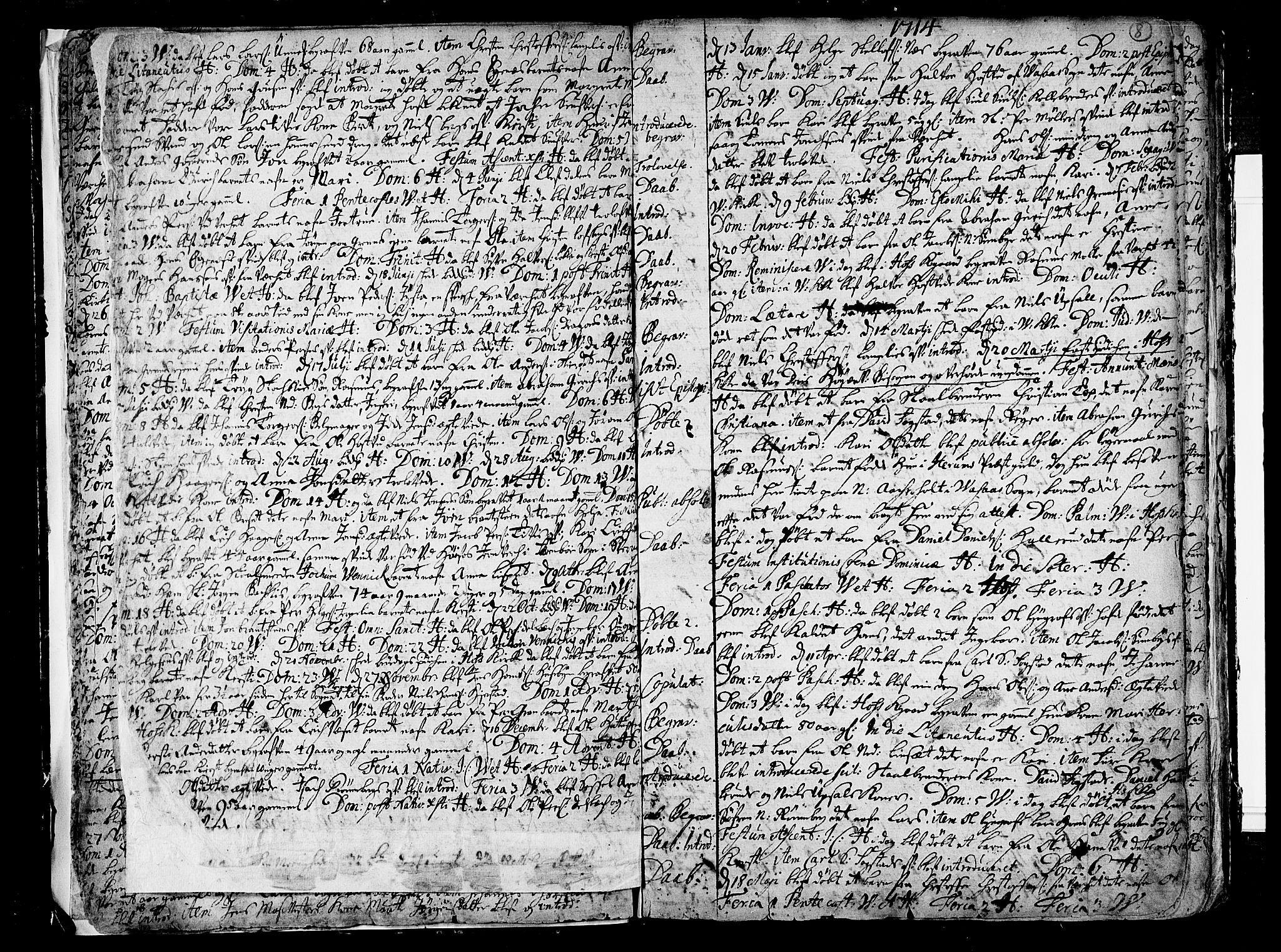 Hof kirkebøker, AV/SAKO-A-64/F/Fa/L0001: Parish register (official) no. I 1, 1704-1745, p. 8