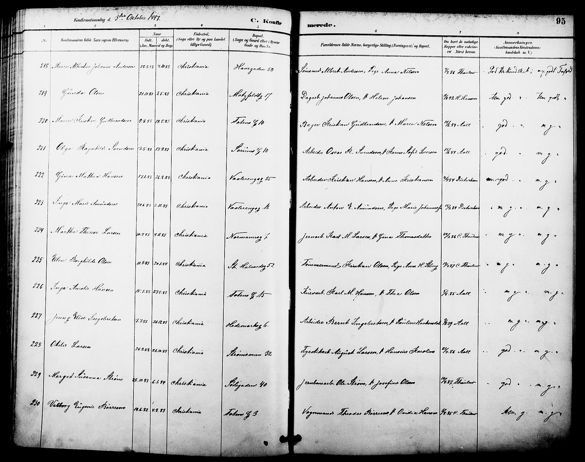 Kampen prestekontor Kirkebøker, SAO/A-10853/F/Fa/L0008: Parish register (official) no. I 8, 1892-1902, p. 95