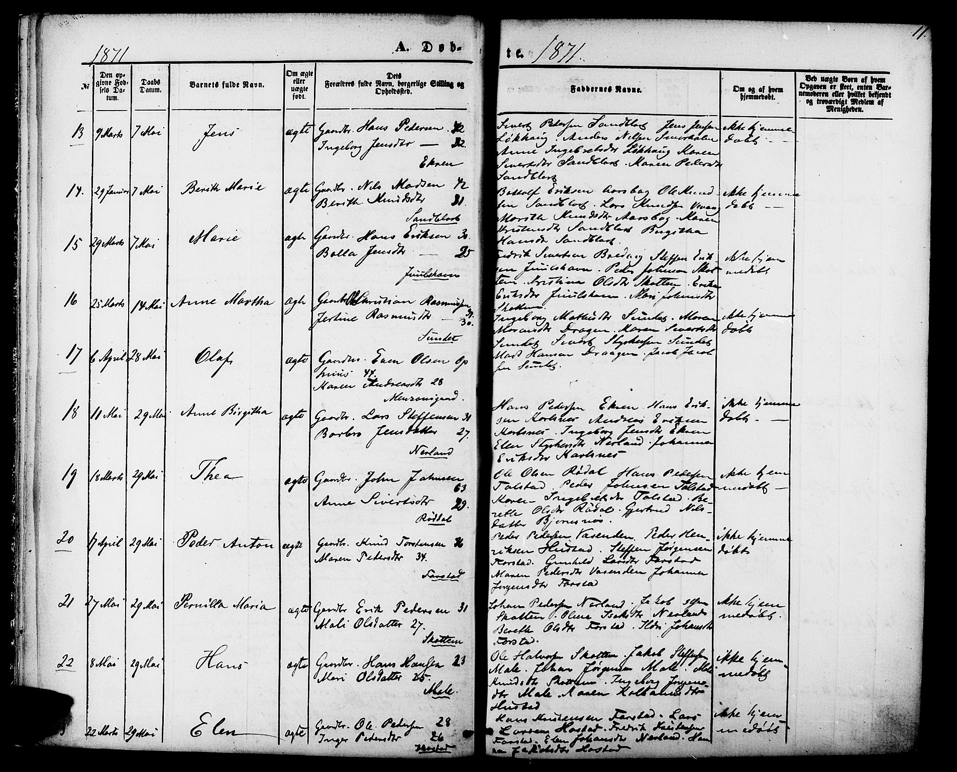 Ministerialprotokoller, klokkerbøker og fødselsregistre - Møre og Romsdal, AV/SAT-A-1454/566/L0768: Parish register (official) no. 566A07, 1869-1881, p. 11