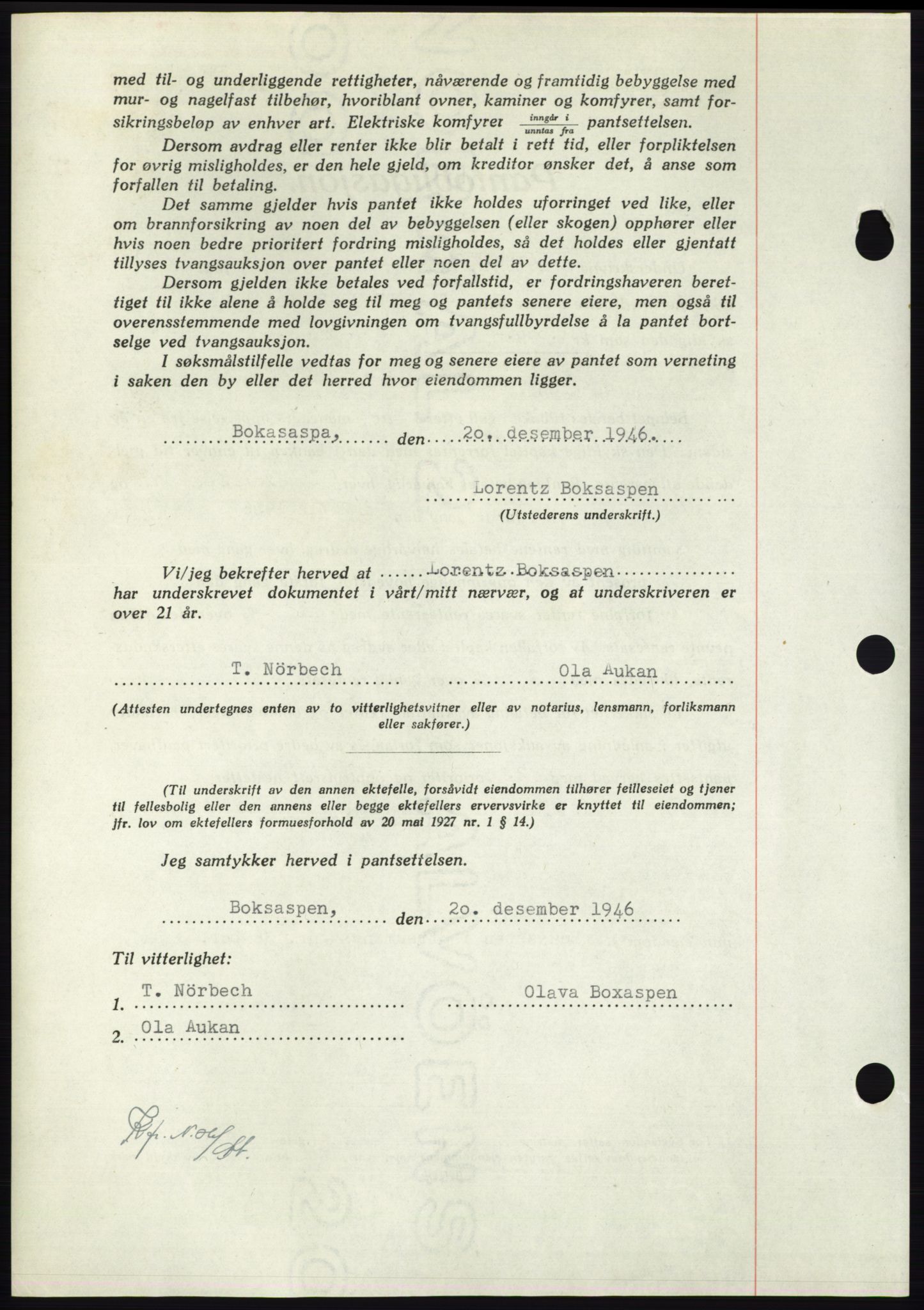 Nordmøre sorenskriveri, AV/SAT-A-4132/1/2/2Ca: Mortgage book no. B95, 1946-1947, Diary no: : 2707/1946