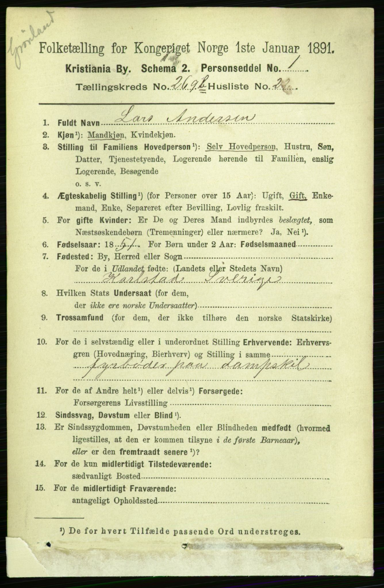 RA, 1891 census for 0301 Kristiania, 1891, p. 107408