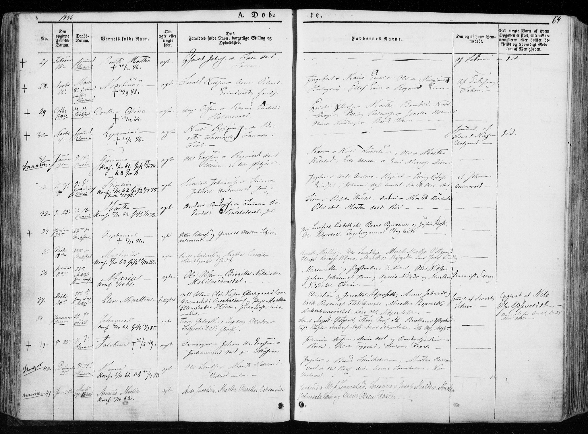 Ministerialprotokoller, klokkerbøker og fødselsregistre - Nord-Trøndelag, SAT/A-1458/723/L0239: Parish register (official) no. 723A08, 1841-1851, p. 64