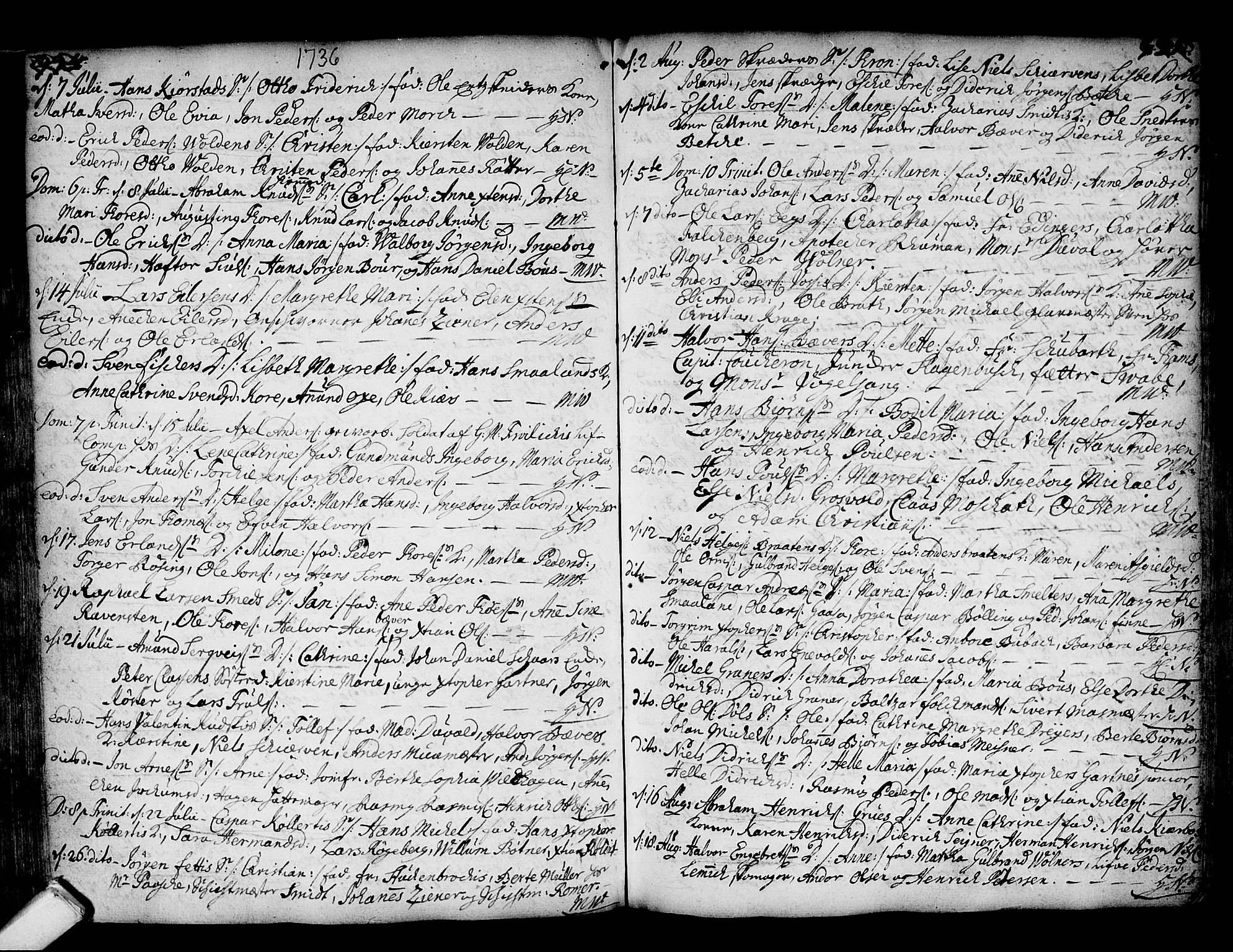 Kongsberg kirkebøker, AV/SAKO-A-22/F/Fa/L0002: Parish register (official) no. I 2, 1721-1743, p. 334-335