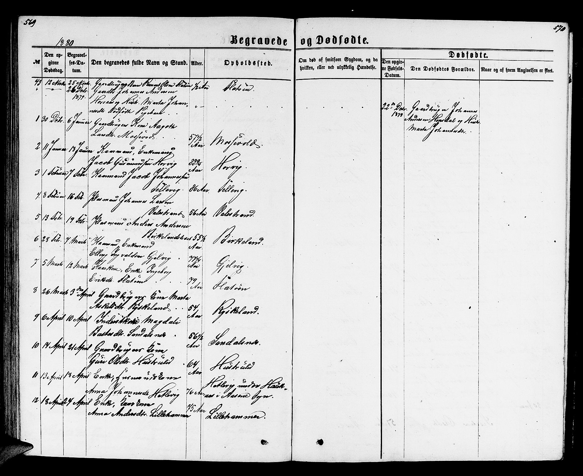 Hamre sokneprestembete, SAB/A-75501/H/Ha/Hab: Parish register (copy) no. B 2, 1863-1880, p. 569-570