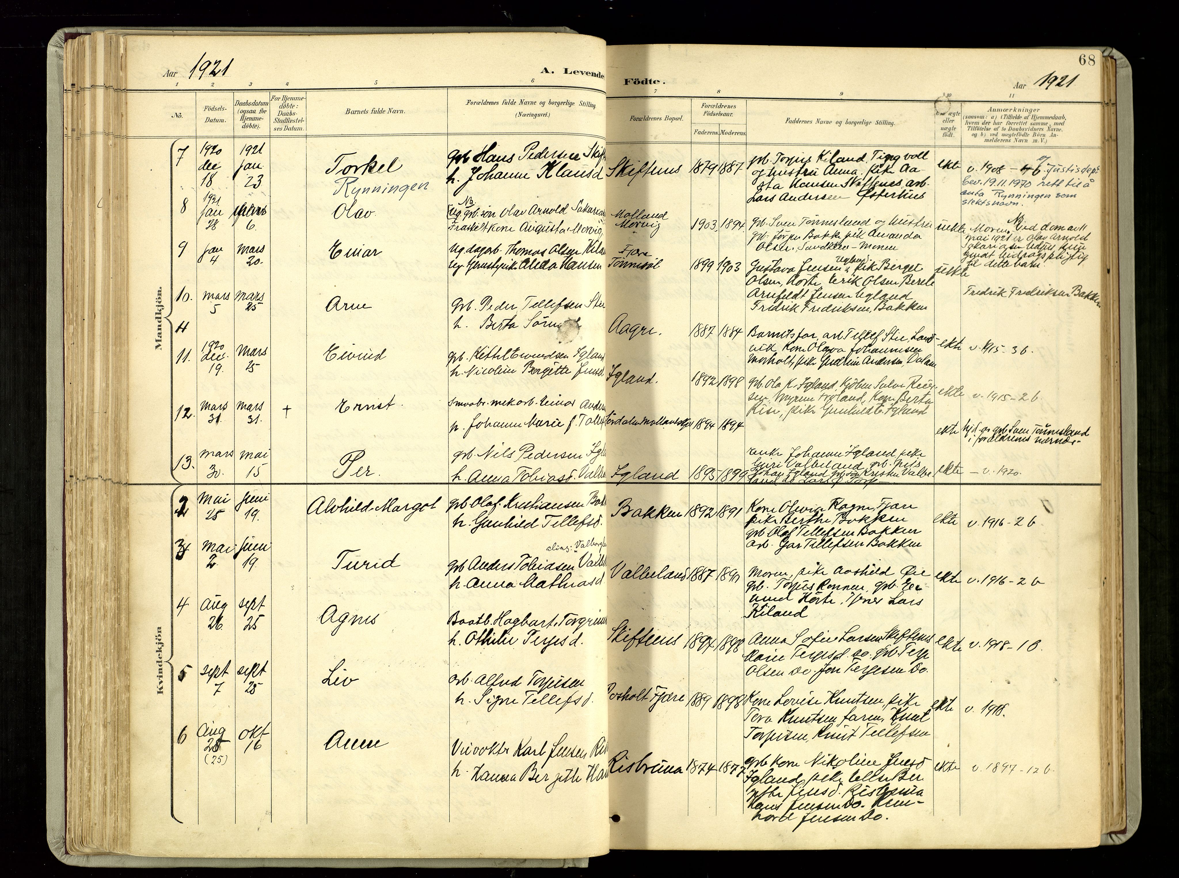 Hommedal sokneprestkontor, SAK/1111-0023/F/Fa/Fab/L0007: Parish register (official) no. A 7, 1898-1924, p. 68