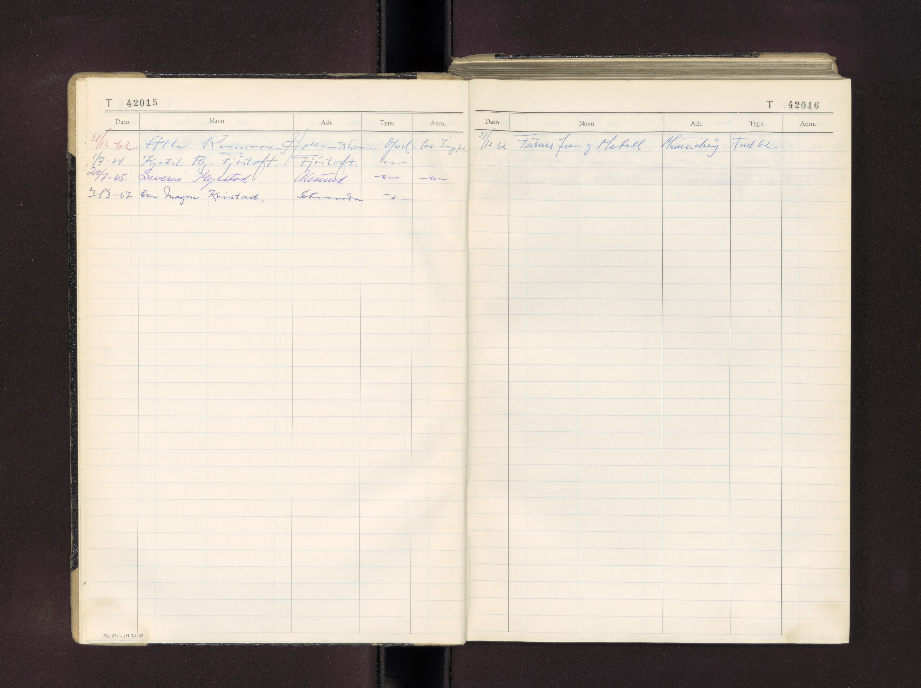 Møre og Romsdal vegkontor - Ålesund trafikkstasjon, AV/SAT-A-4099/F/Fc/L0037: Bilregister; T 42000 - T 42499, 1960-1970
