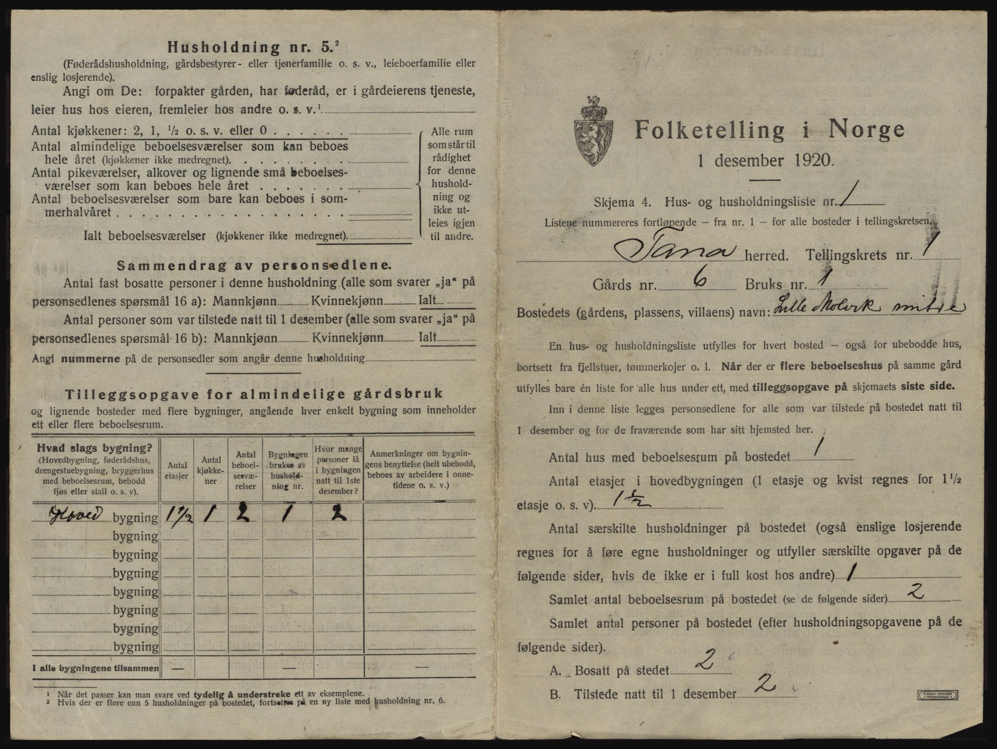 SATØ, 1920 census for Tana, 1920, p. 22