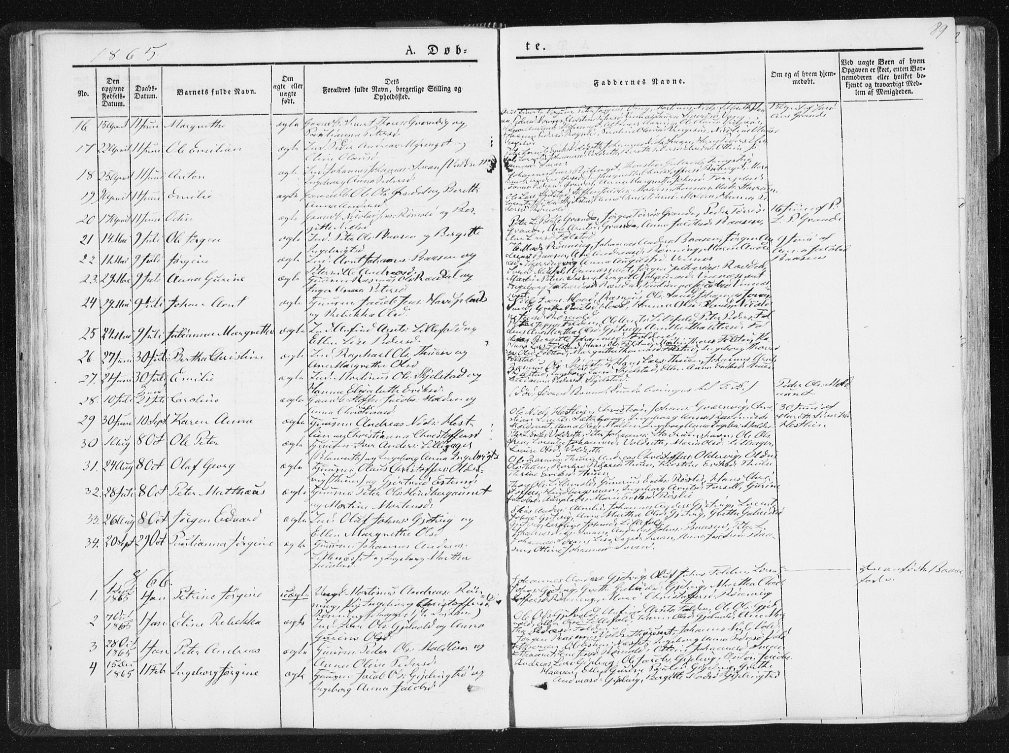Ministerialprotokoller, klokkerbøker og fødselsregistre - Nord-Trøndelag, SAT/A-1458/744/L0418: Parish register (official) no. 744A02, 1843-1866, p. 89
