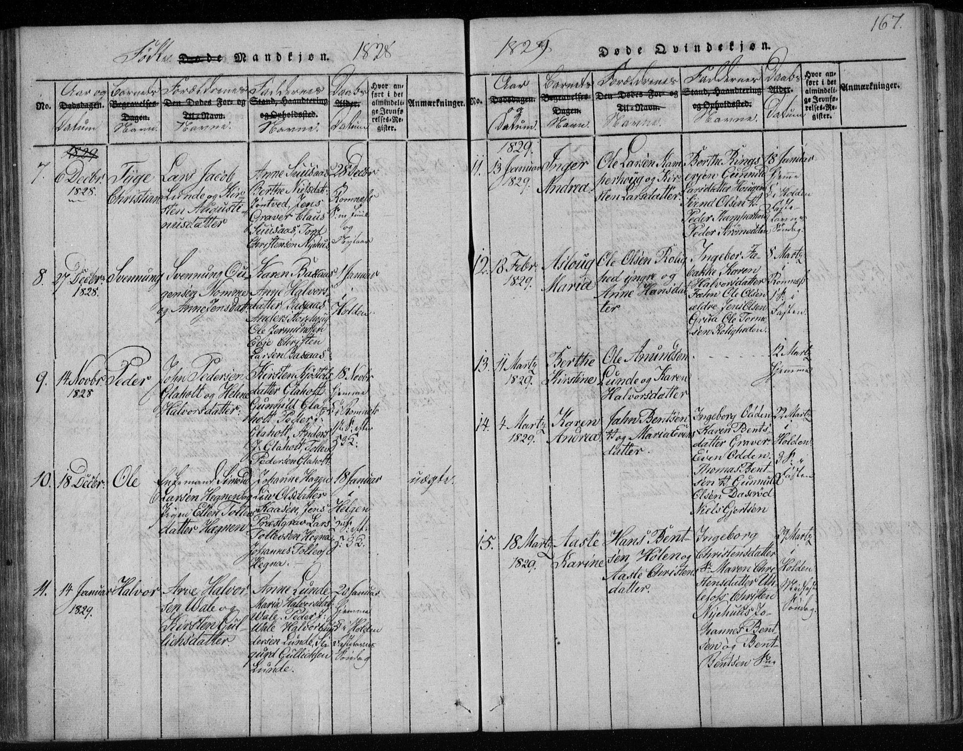 Holla kirkebøker, SAKO/A-272/F/Fa/L0003: Parish register (official) no. 3, 1815-1830, p. 167