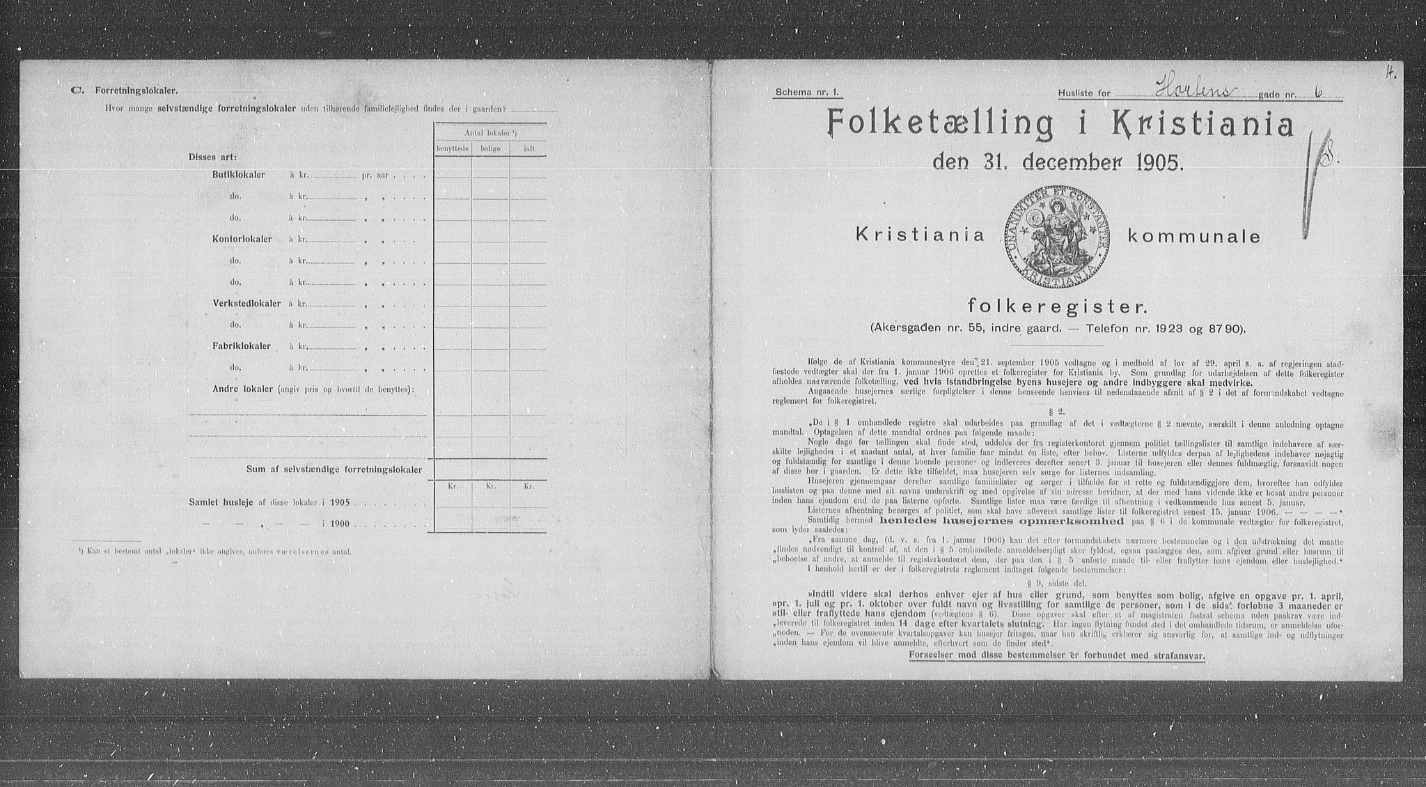 OBA, Municipal Census 1905 for Kristiania, 1905, p. 21514