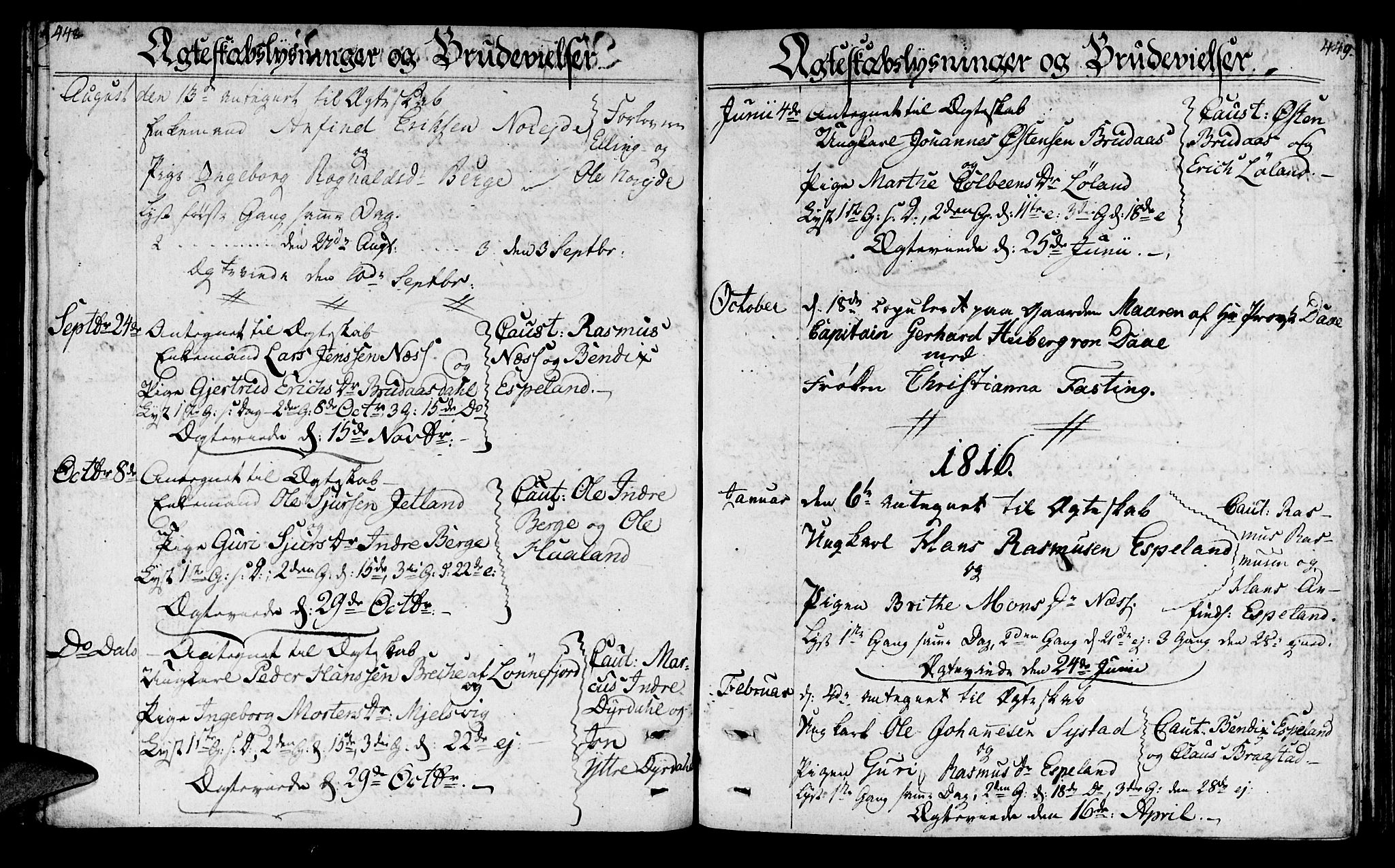 Lavik sokneprestembete, SAB/A-80901: Parish register (official) no. A 1, 1809-1822, p. 448-449