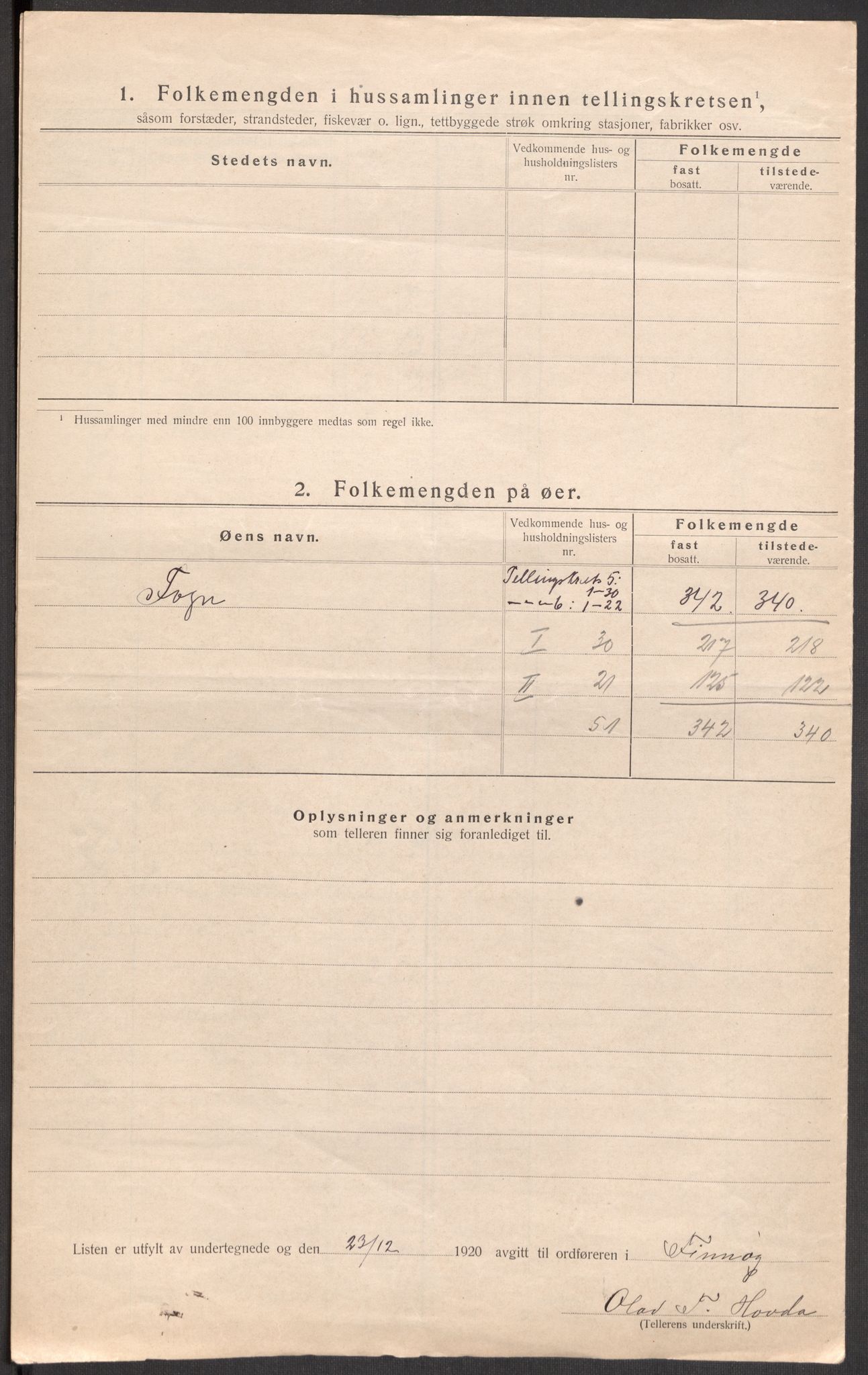 SAST, 1920 census for Finnøy, 1920, p. 26