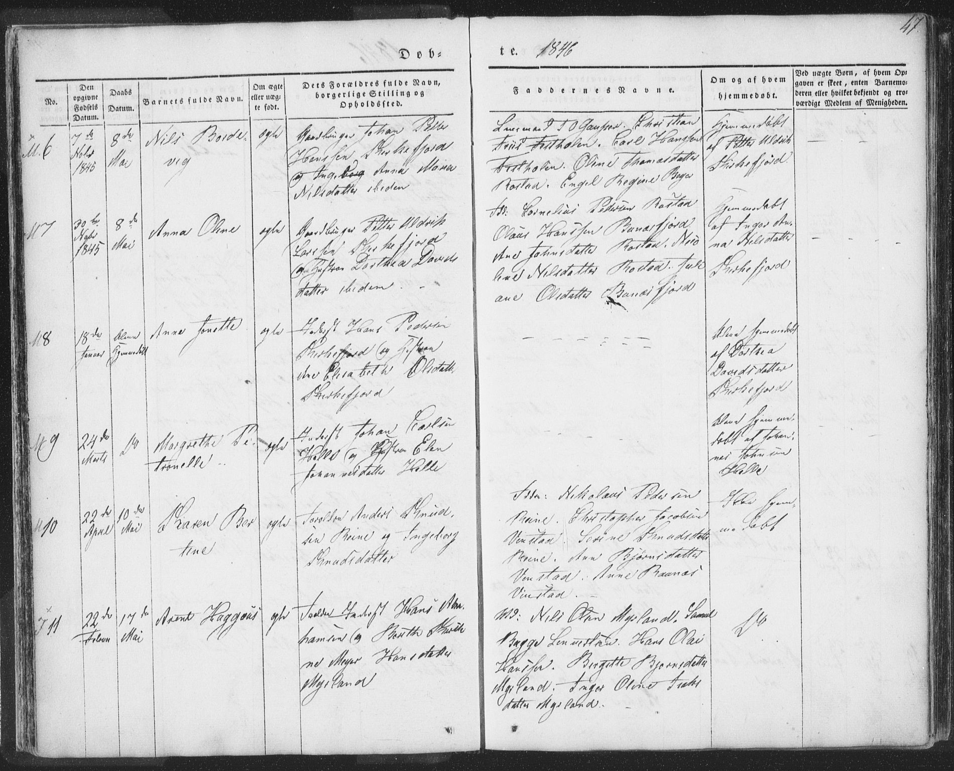 Ministerialprotokoller, klokkerbøker og fødselsregistre - Nordland, AV/SAT-A-1459/885/L1202: Parish register (official) no. 885A03, 1838-1859, p. 47