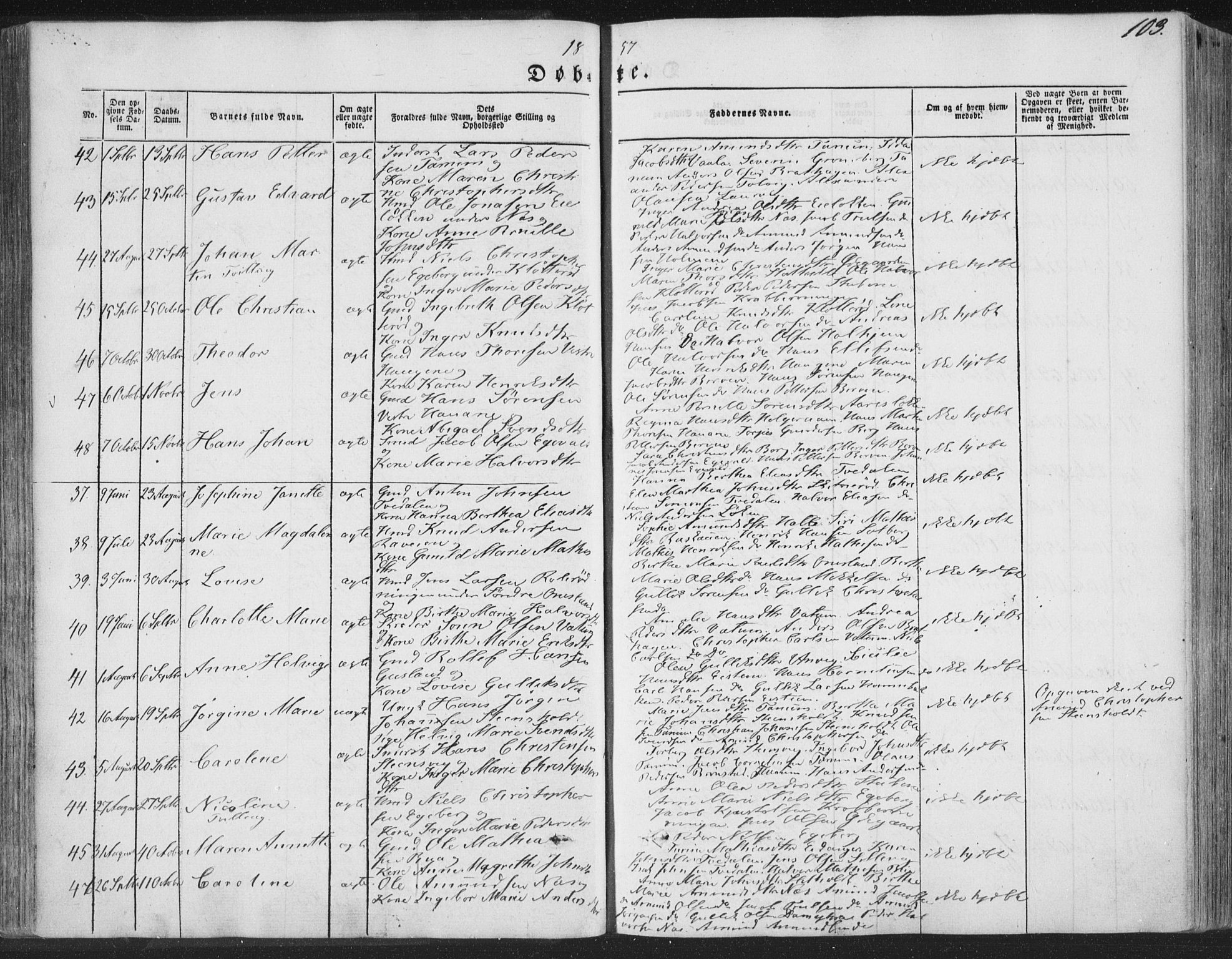 Brunlanes kirkebøker, SAKO/A-342/F/Fa/L0004: Parish register (official) no. I 4, 1846-1862, p. 103