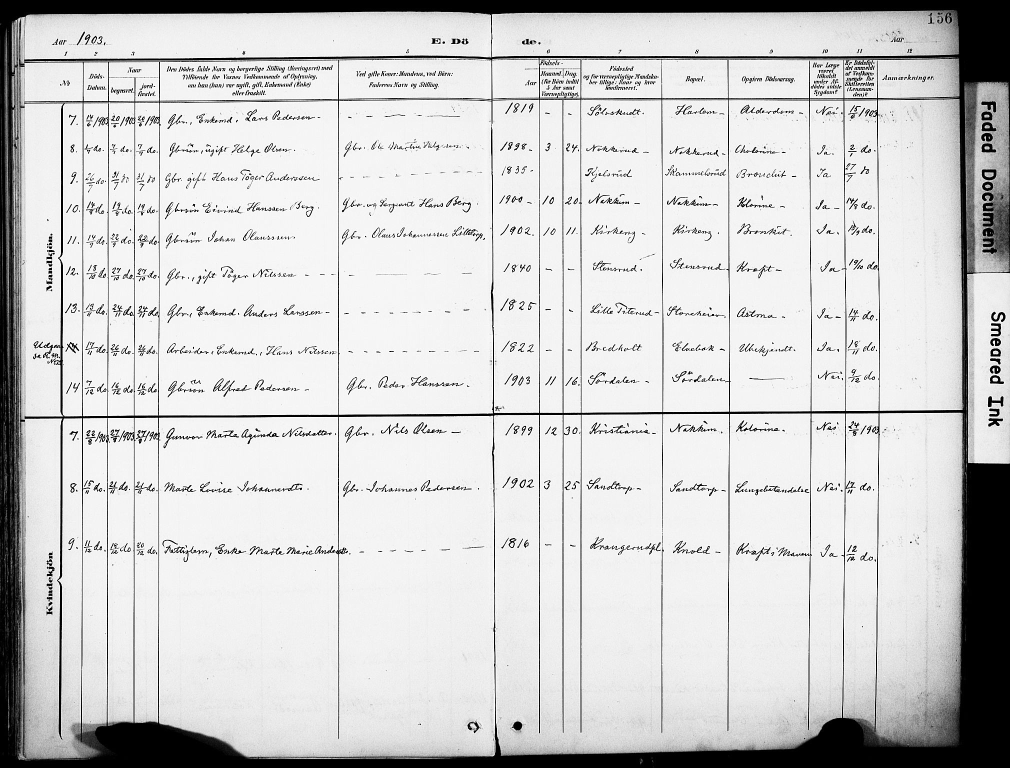 Rakkestad prestekontor Kirkebøker, AV/SAO-A-2008/F/Fb/L0002: Parish register (official) no. II 2, 1900-1920, p. 156