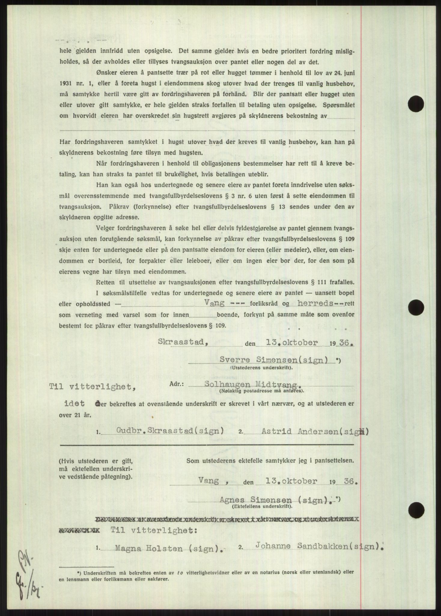 Nord-Hedmark sorenskriveri, SAH/TING-012/H/Hb/Hbf/L0001: Mortgage book no. B1, 1936-1936, Diary no: : 1931/1936