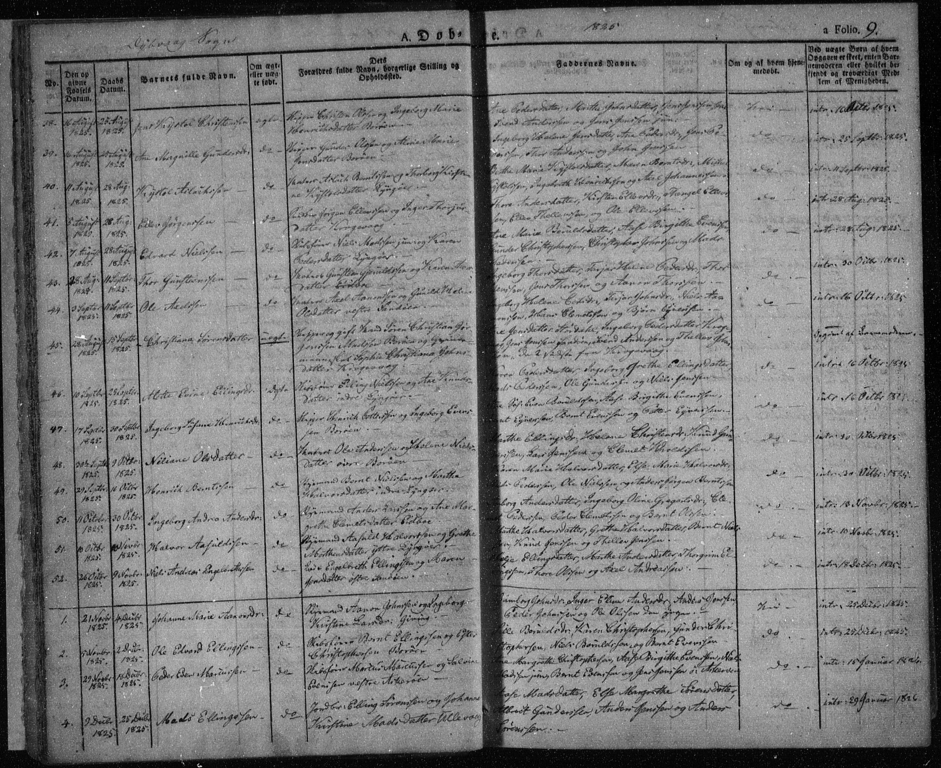 Dypvåg sokneprestkontor, SAK/1111-0007/F/Fa/Faa/L0004: Parish register (official) no. A 4, 1824-1840, p. 9
