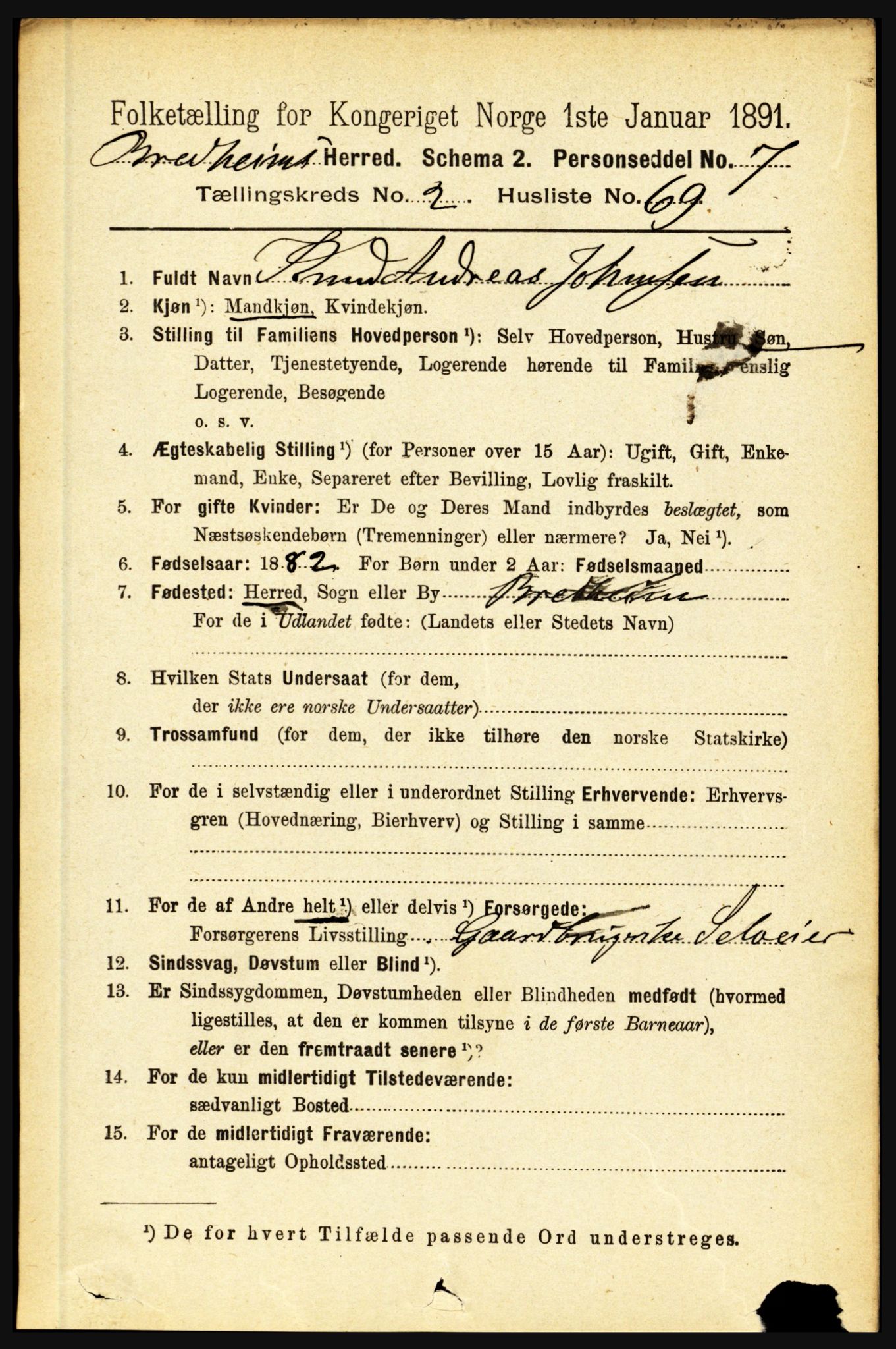 RA, 1891 census for 1446 Breim, 1891, p. 810