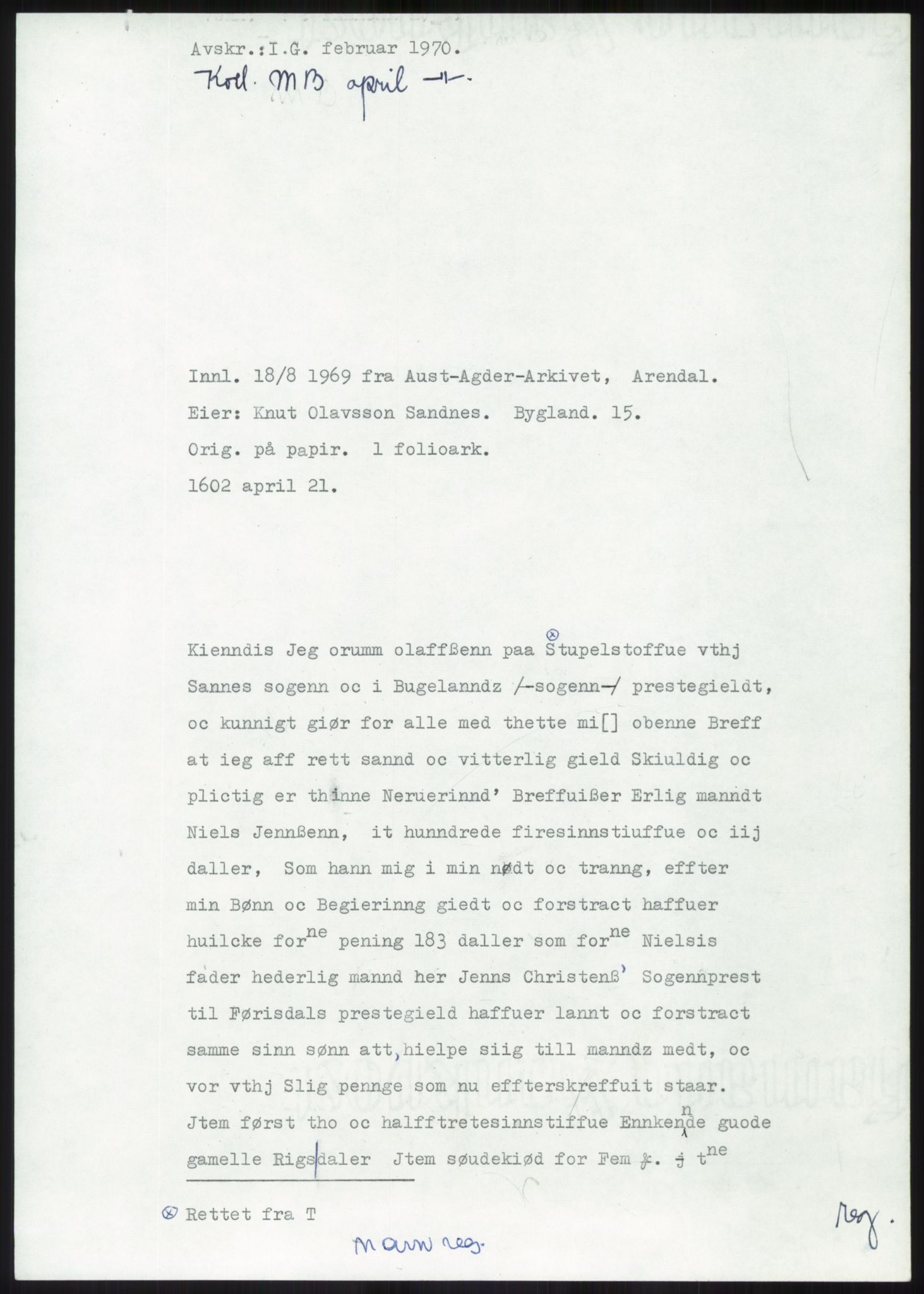 Samlinger til kildeutgivelse, Diplomavskriftsamlingen, AV/RA-EA-4053/H/Ha, p. 1891