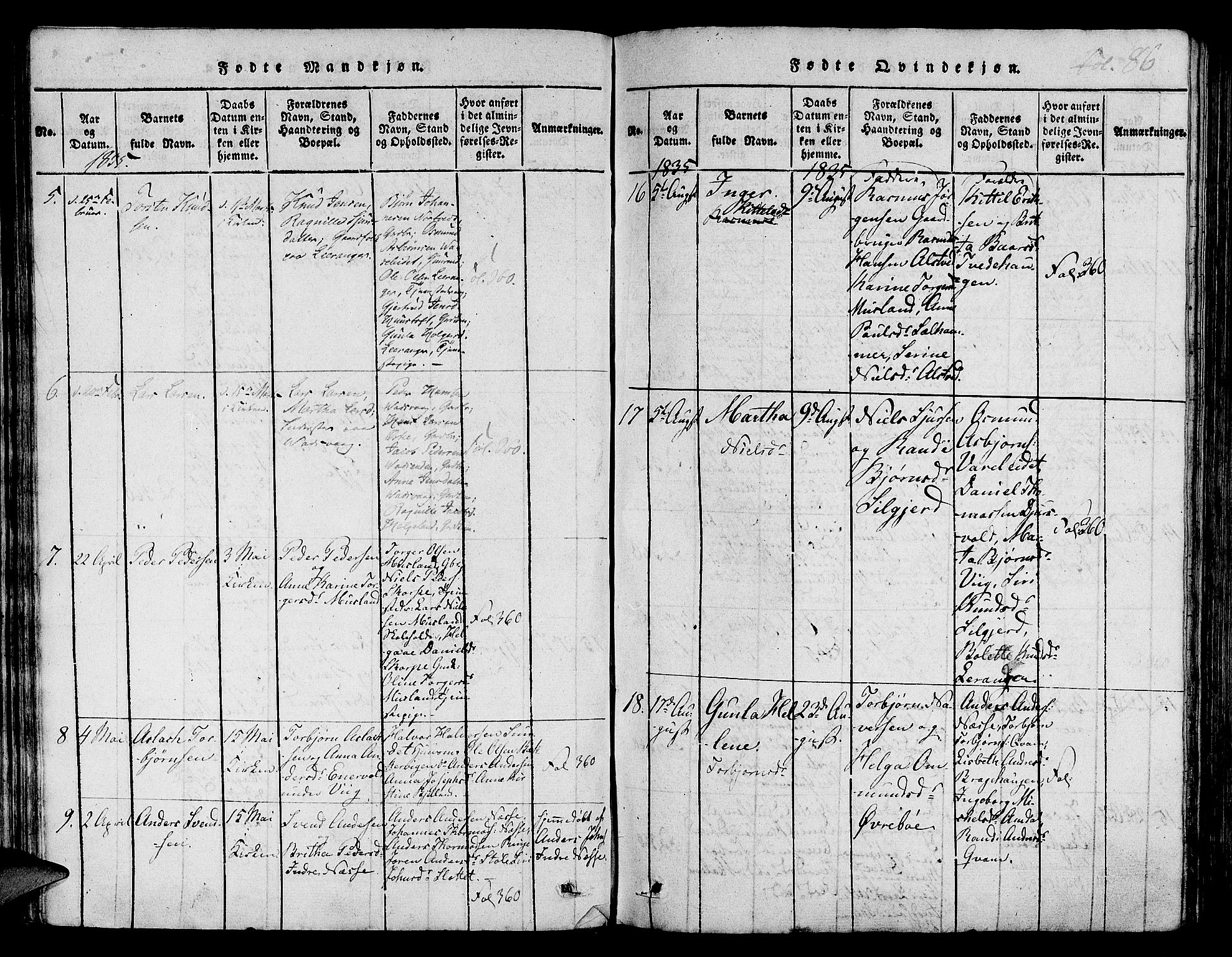 Nedstrand sokneprestkontor, AV/SAST-A-101841/01/IV: Parish register (official) no. A 6, 1816-1838, p. 86