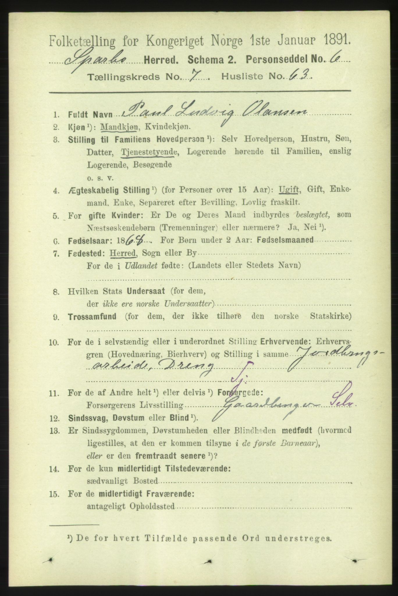 RA, 1891 census for 1731 Sparbu, 1891, p. 2732