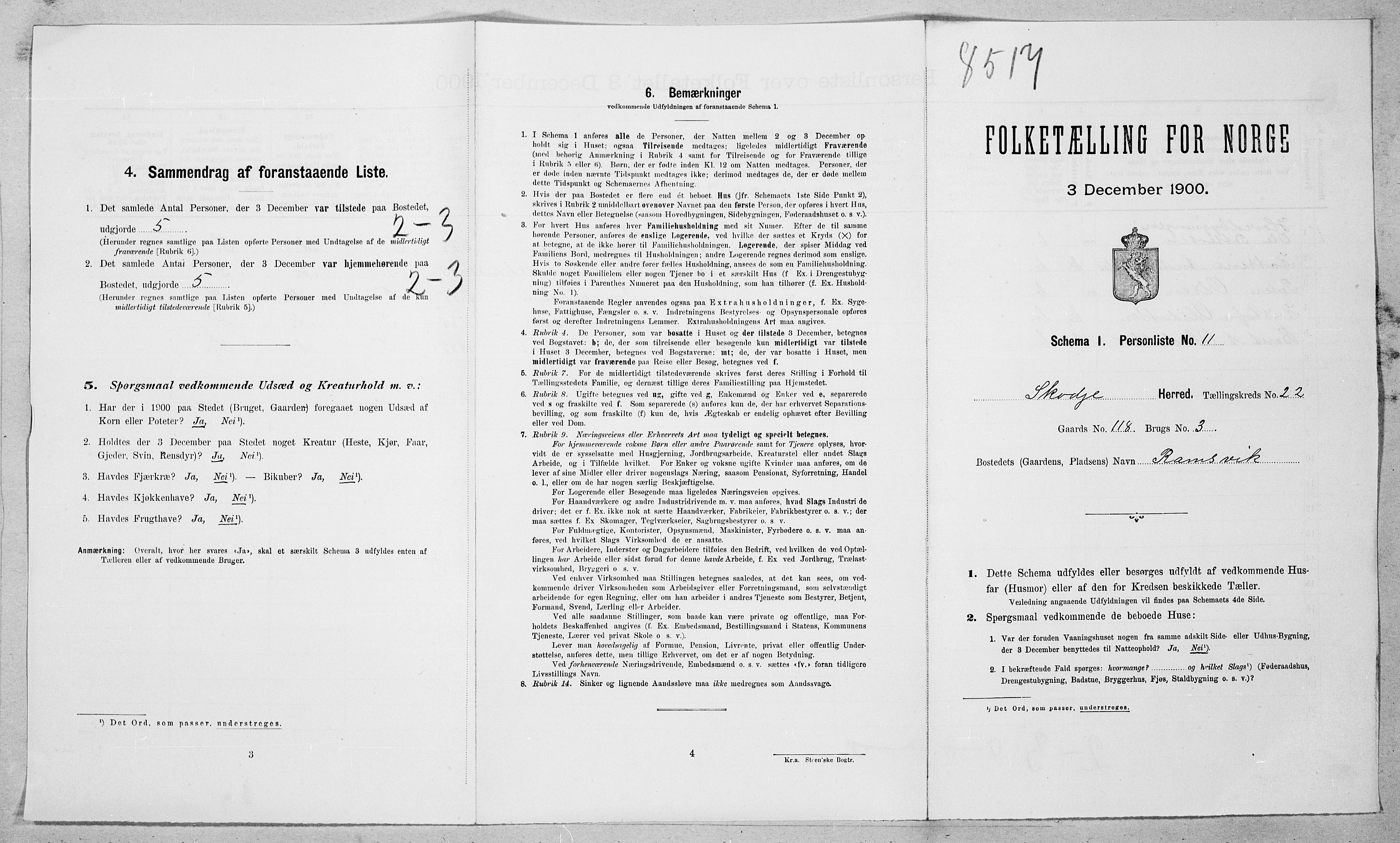 SAT, 1900 census for Skodje, 1900, p. 1025