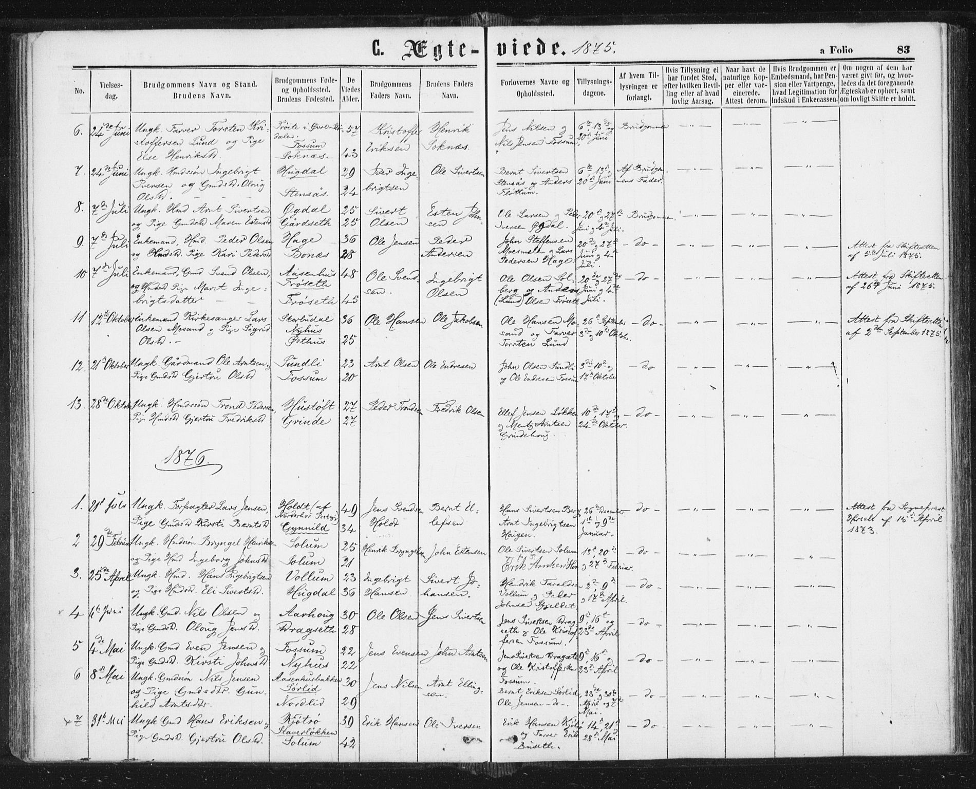 Ministerialprotokoller, klokkerbøker og fødselsregistre - Sør-Trøndelag, SAT/A-1456/689/L1039: Parish register (official) no. 689A04, 1865-1878, p. 83
